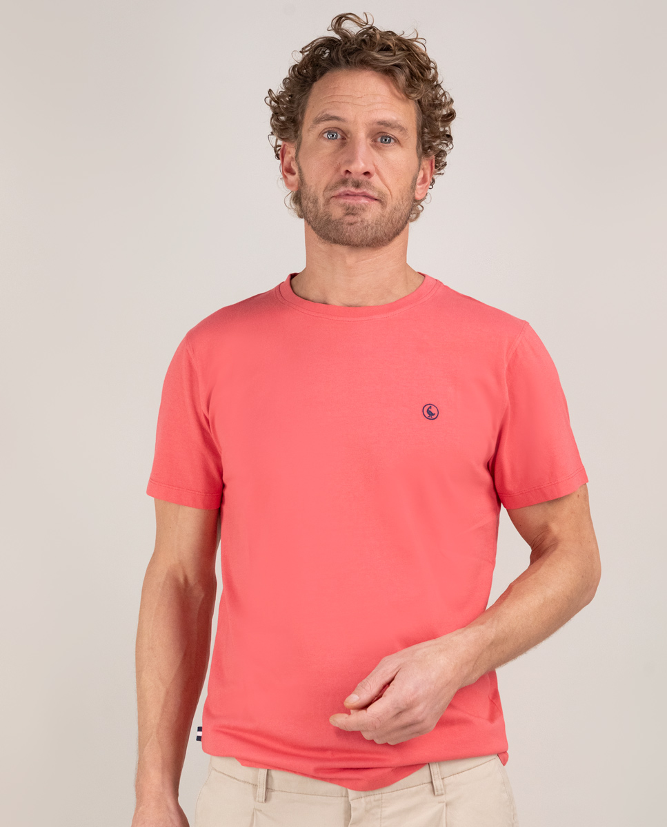 Camiseta Cuello Caja Garment Dyed Rojo