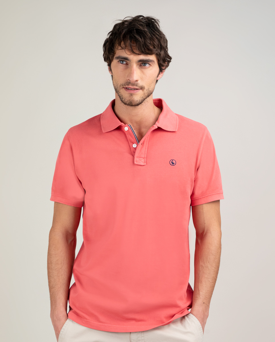 Coral Garment Dyed Piqué Polo