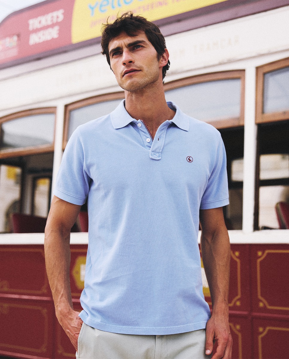 Blue Garment Dyed Piqué Polo