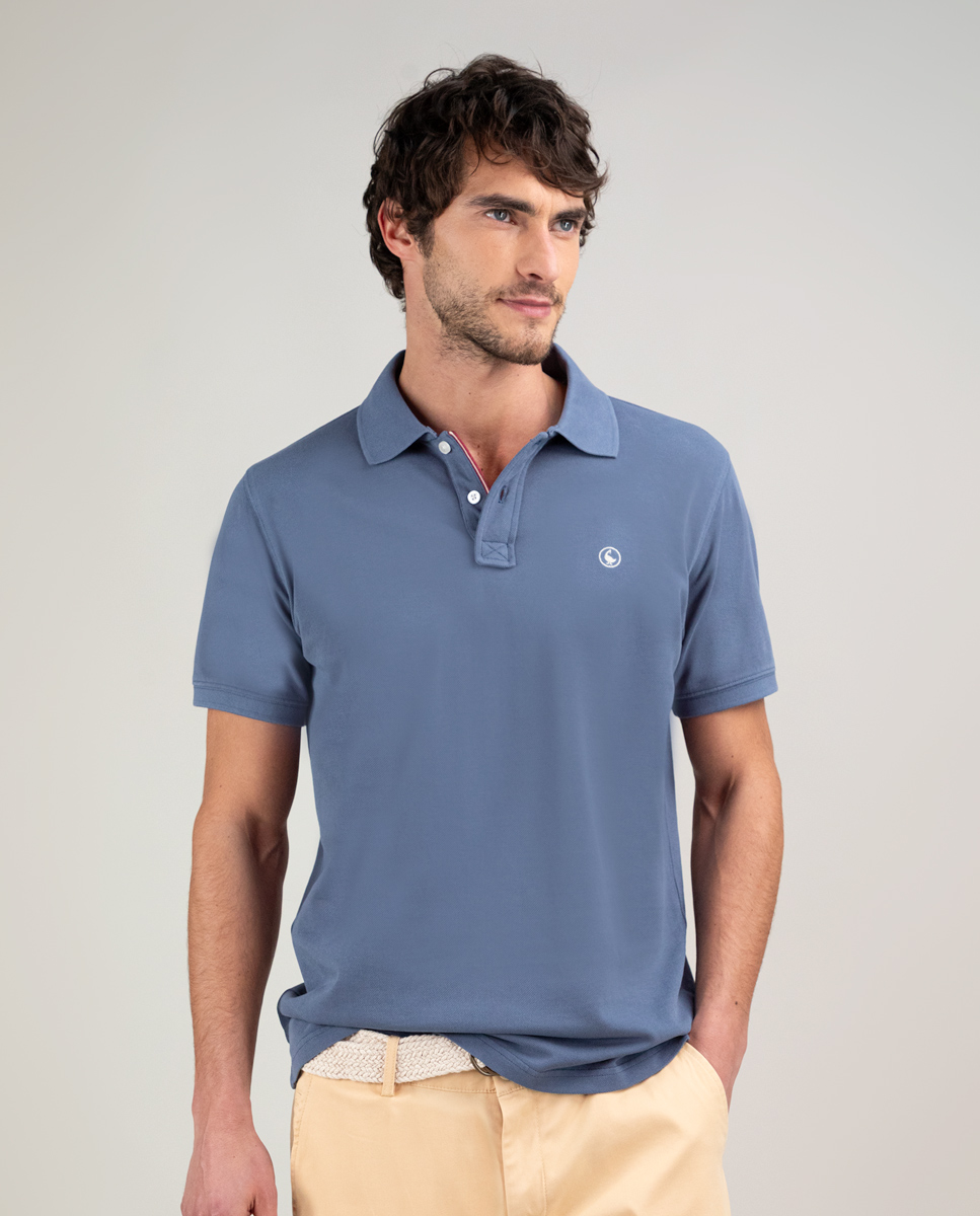 Medium Blue Garment Dyed Piqué Polo