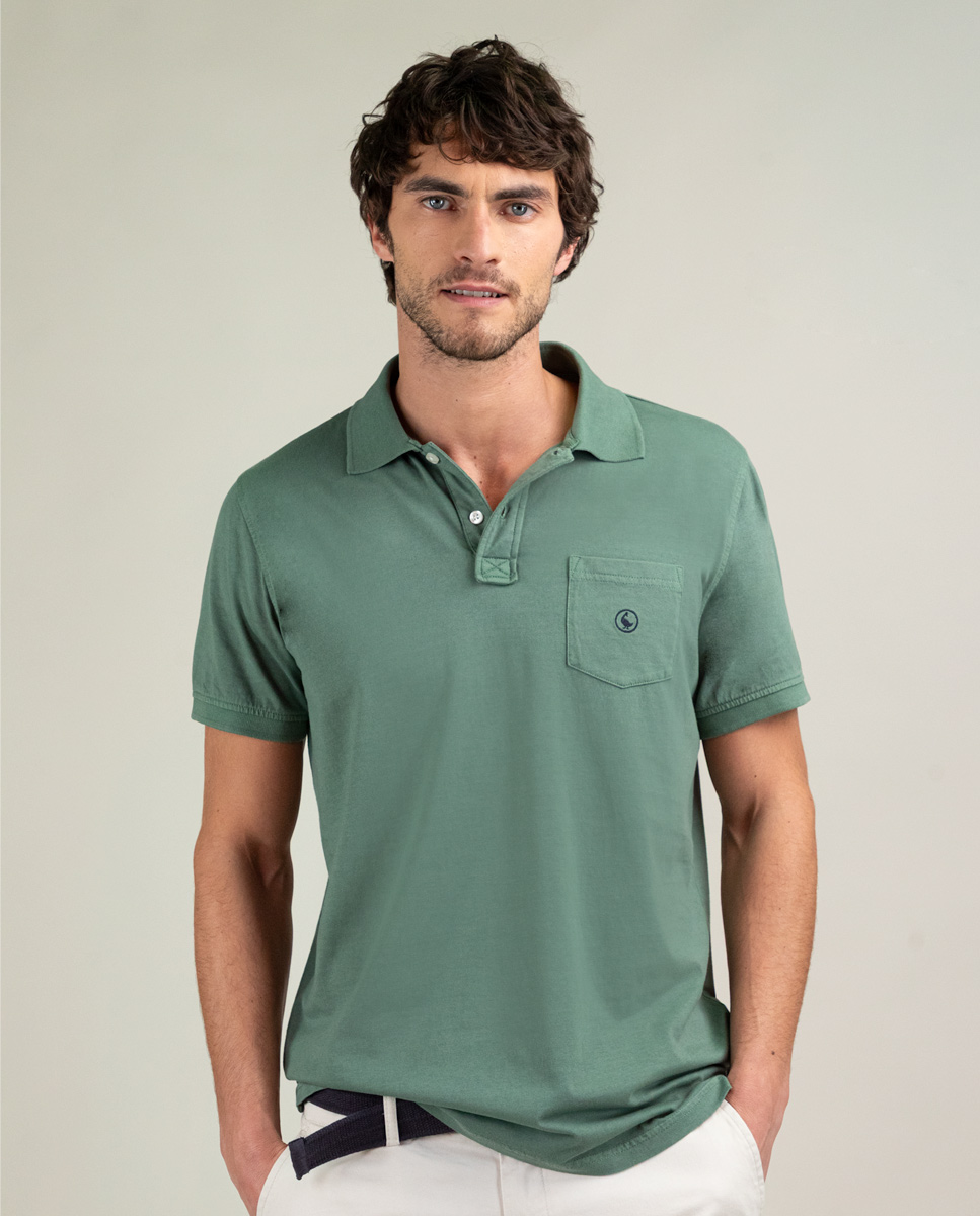 Green Garment Dyed Single Jersey Polo
