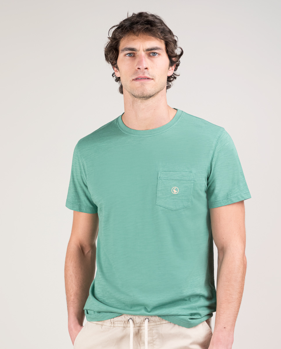 Green Garment Dyed Slub Shirt W Pocket
