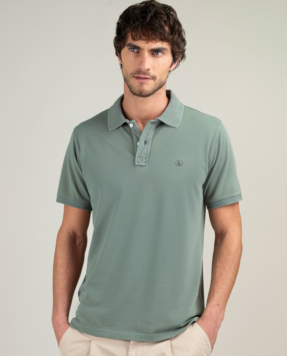 Green Pigment Dyed Piqué Polo