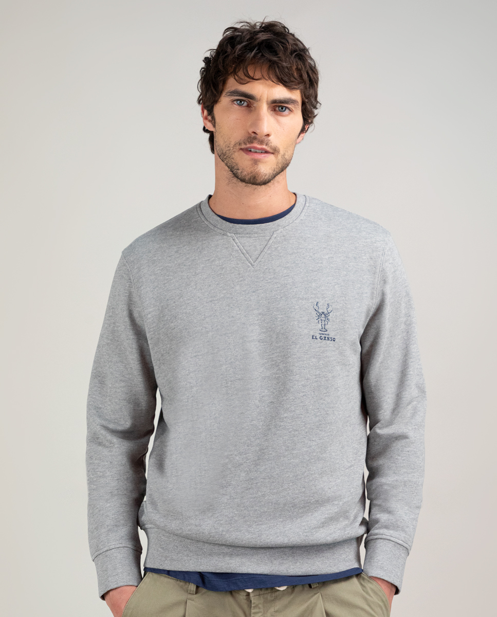 Sudadera Cuello Caja Gris Melange Langosta