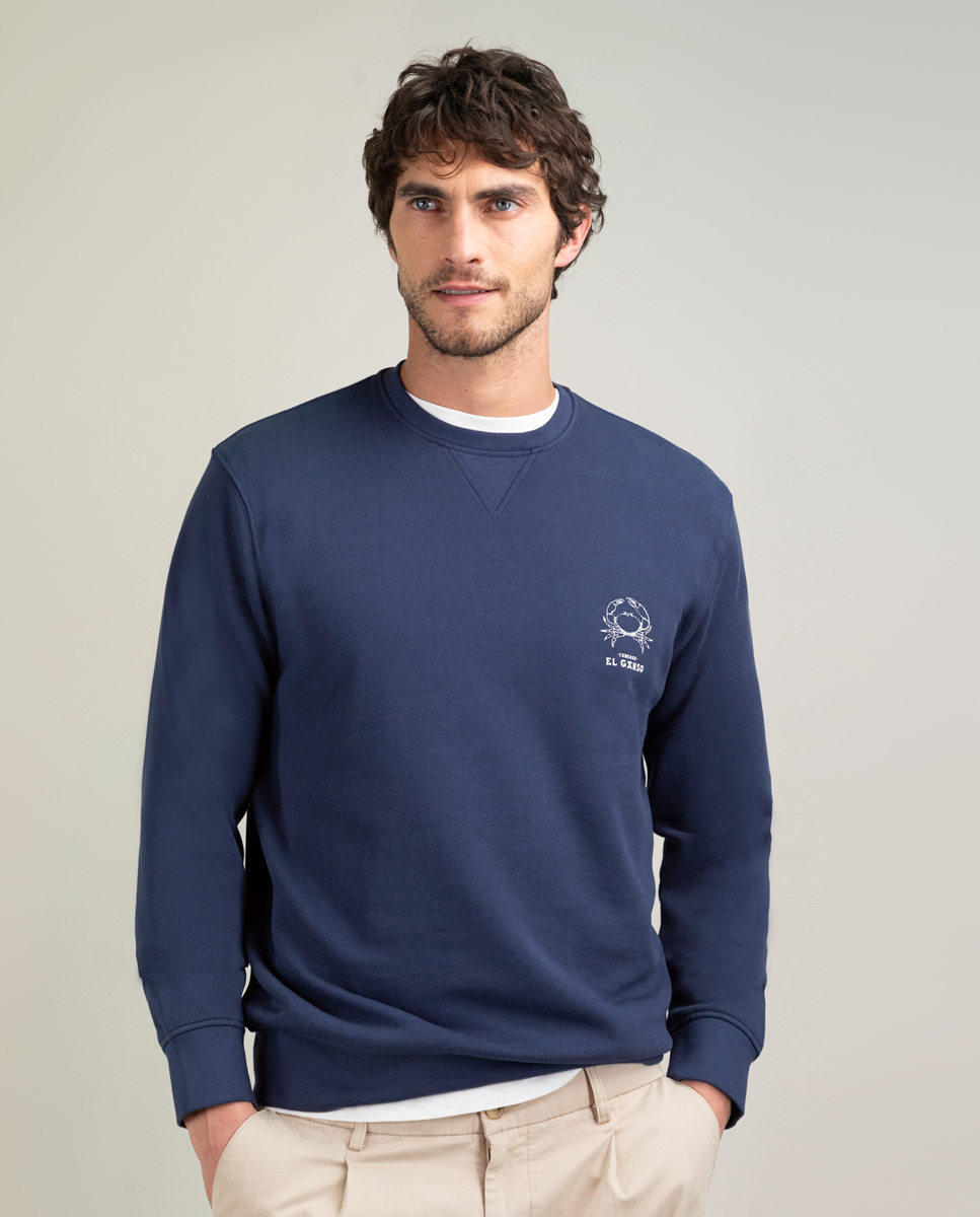 Navy Lobster Sweatshirt W Crew Neck