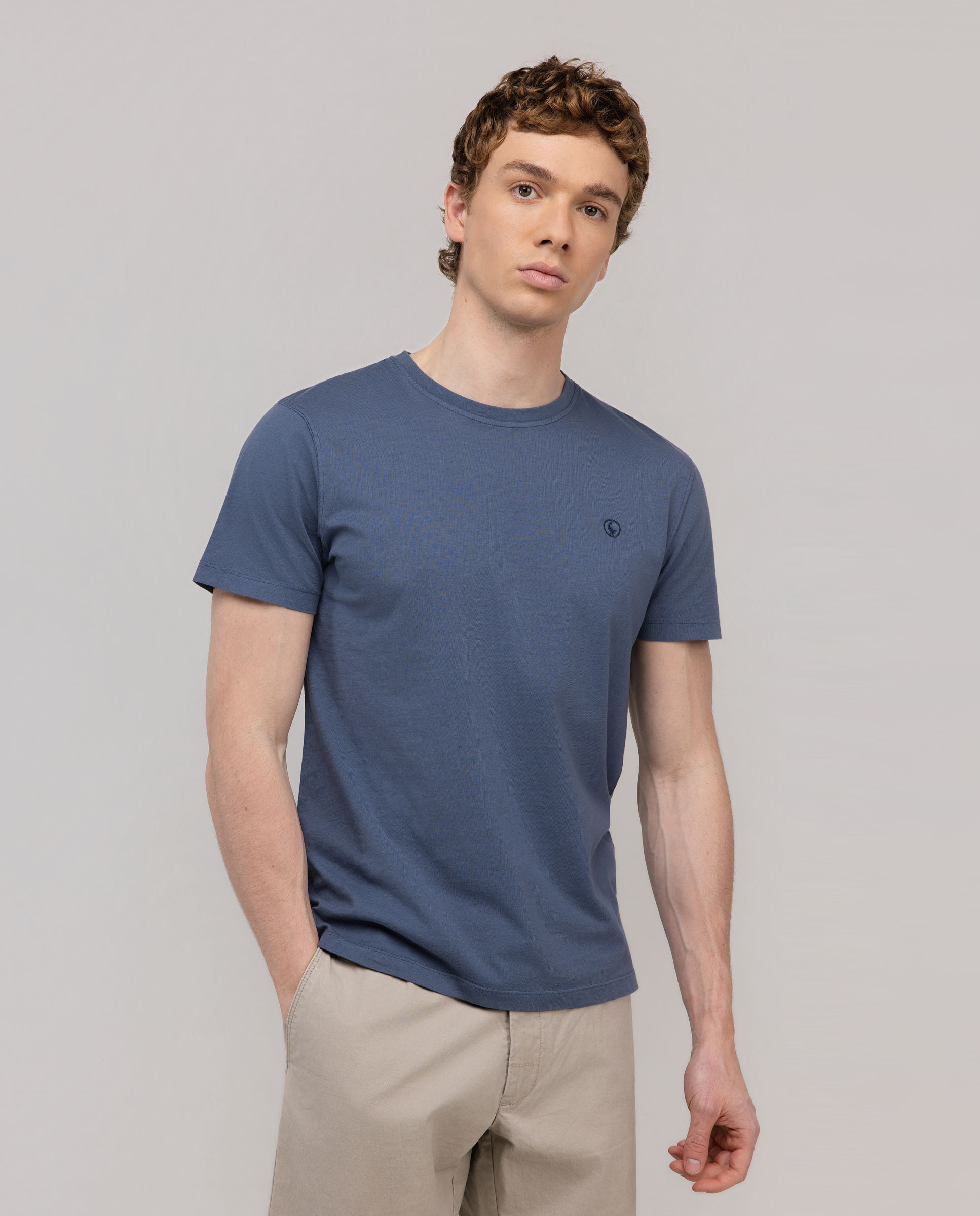 Camiseta Básica Garment Dyed Petróleo