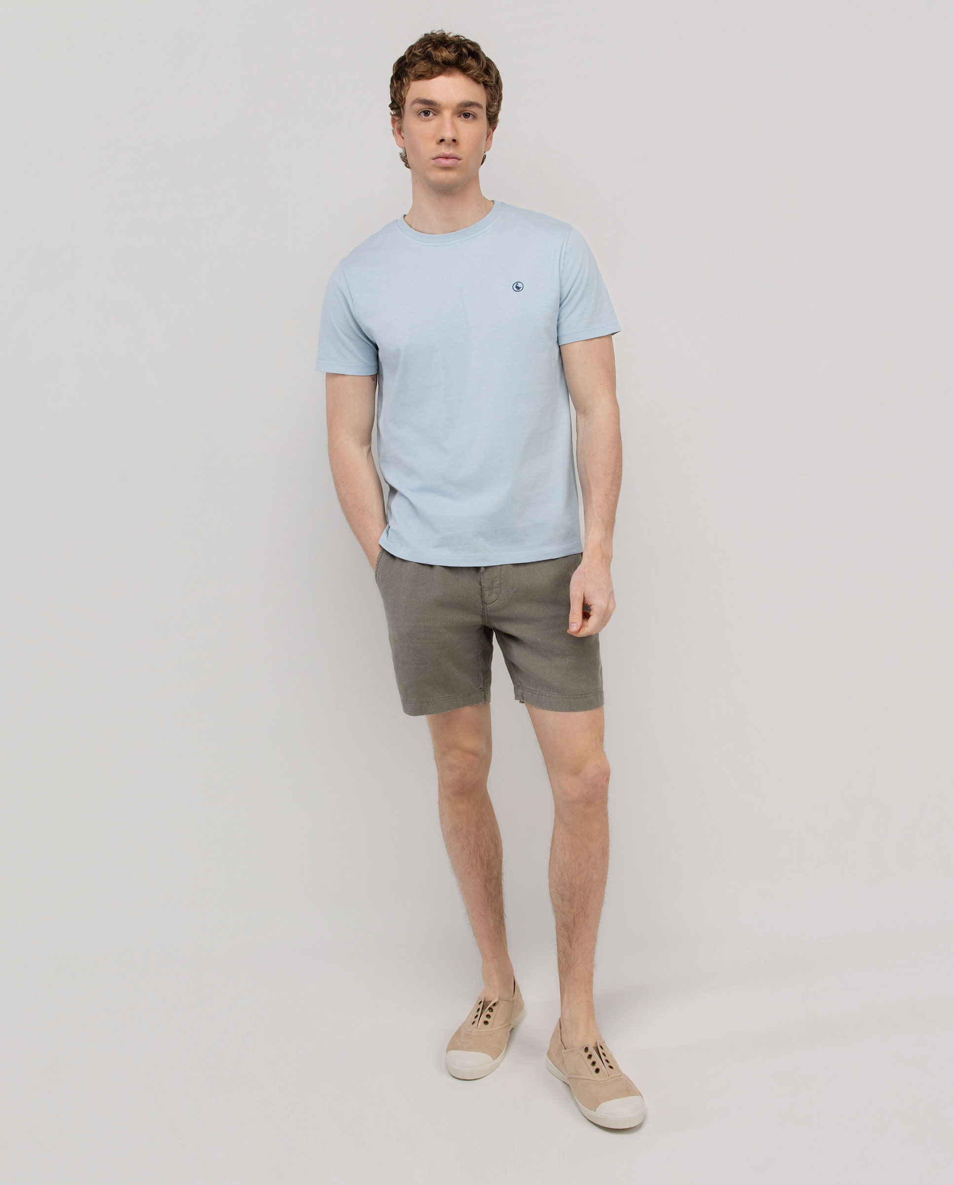 Basic Garment Dyed Light Blue T-shirt