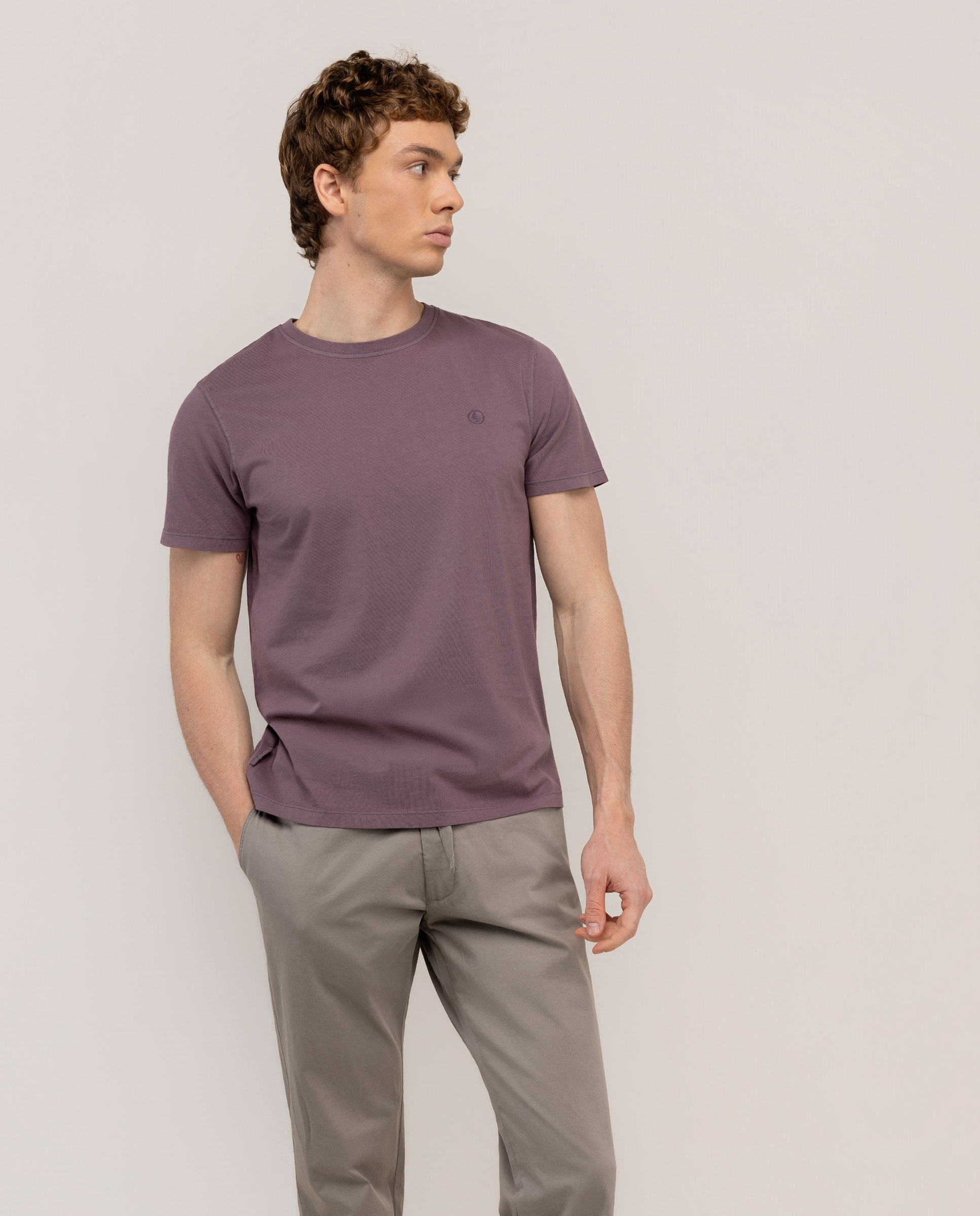 Camiseta Básica Garment Dyed Berenjena