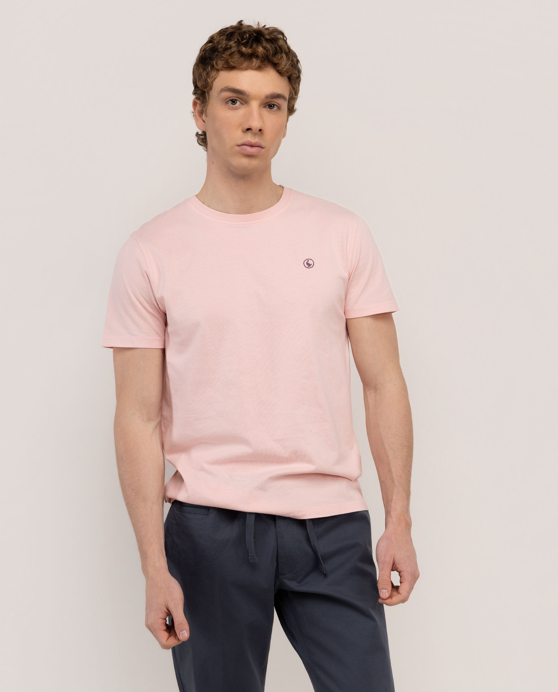 Camiseta Básica Garment Dyed Rosa