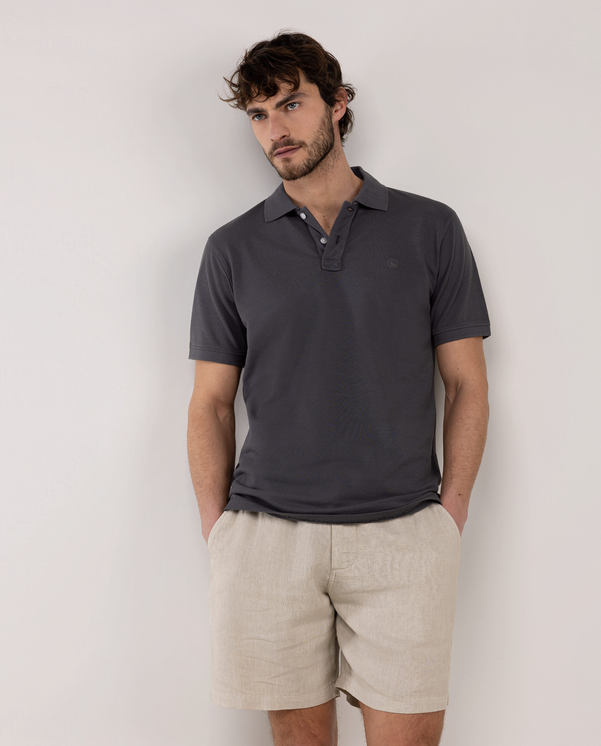 Polo Piqué Garment Dyed Anthracite Grey