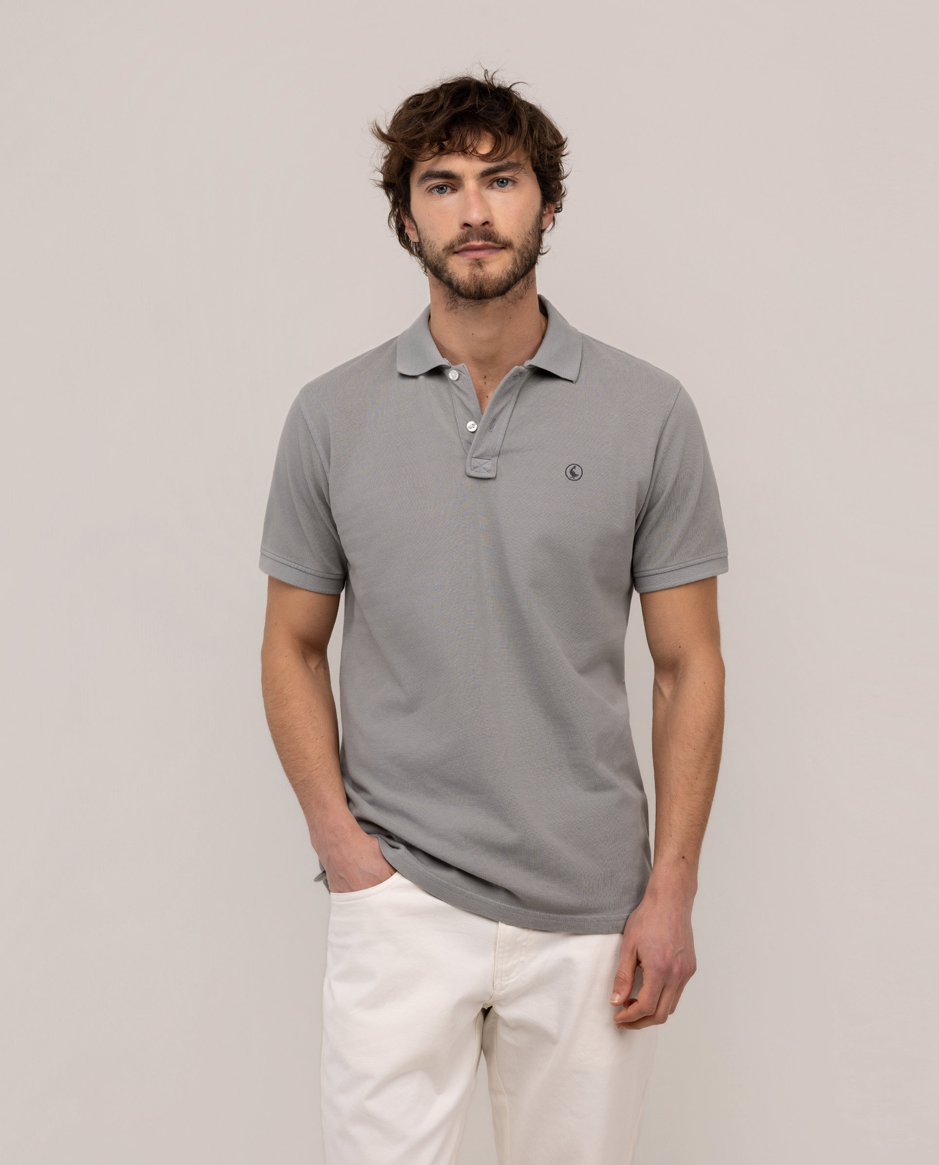 Medium Grey Piqué Polo Shirt