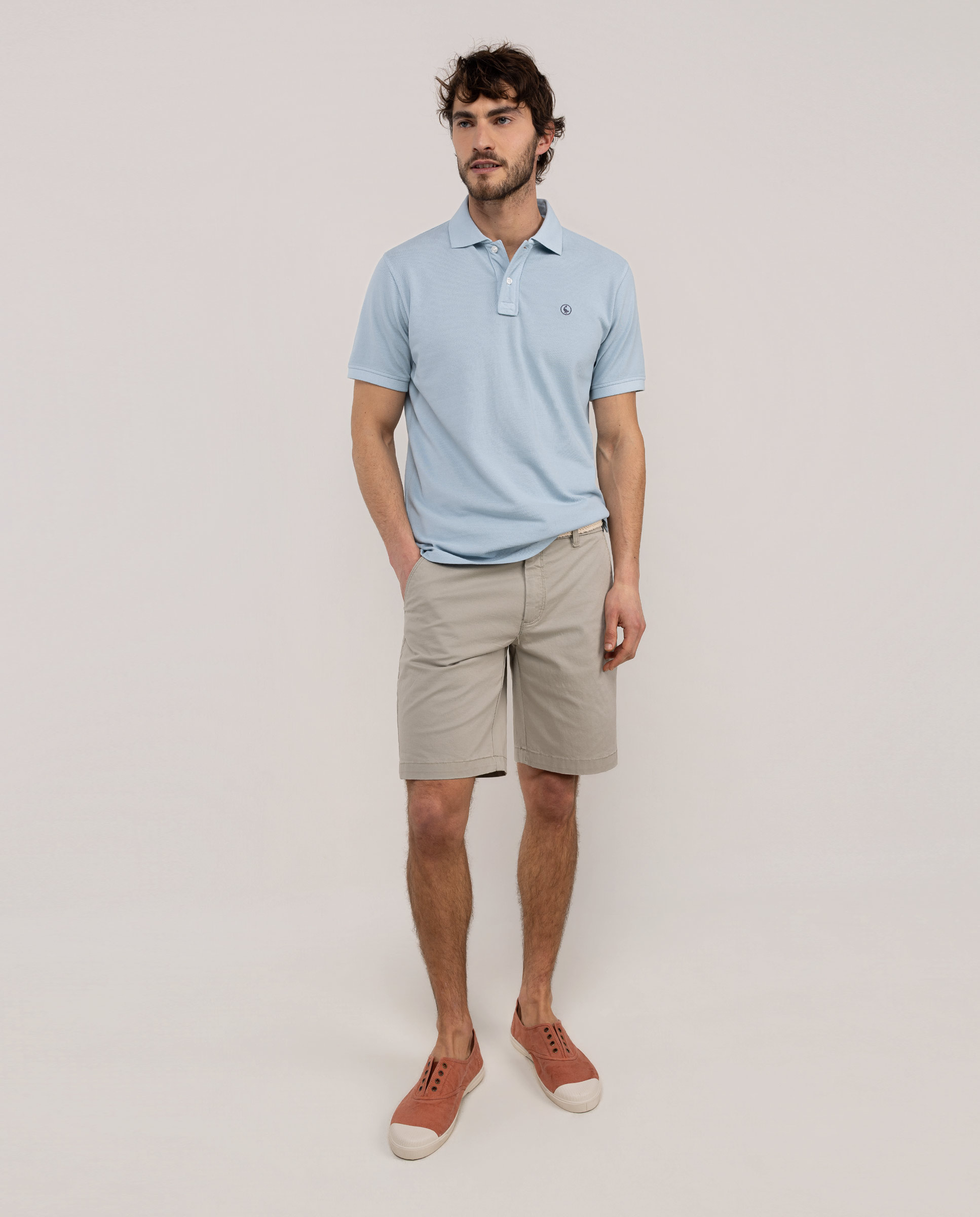 Light Blue Dyed Piqué Polo Shirt