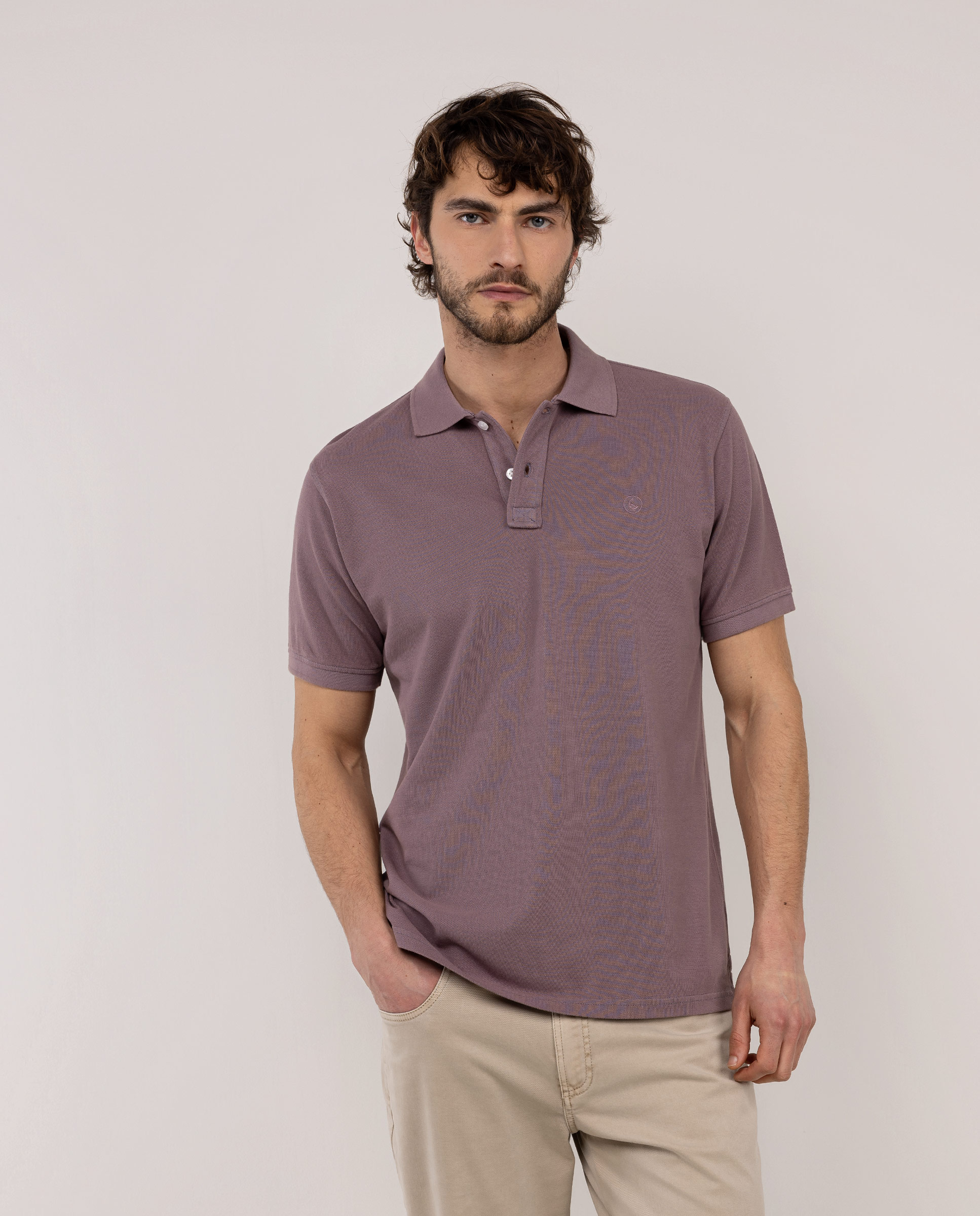 Piqué Polo Shirt, Garment Dyed Aubergine