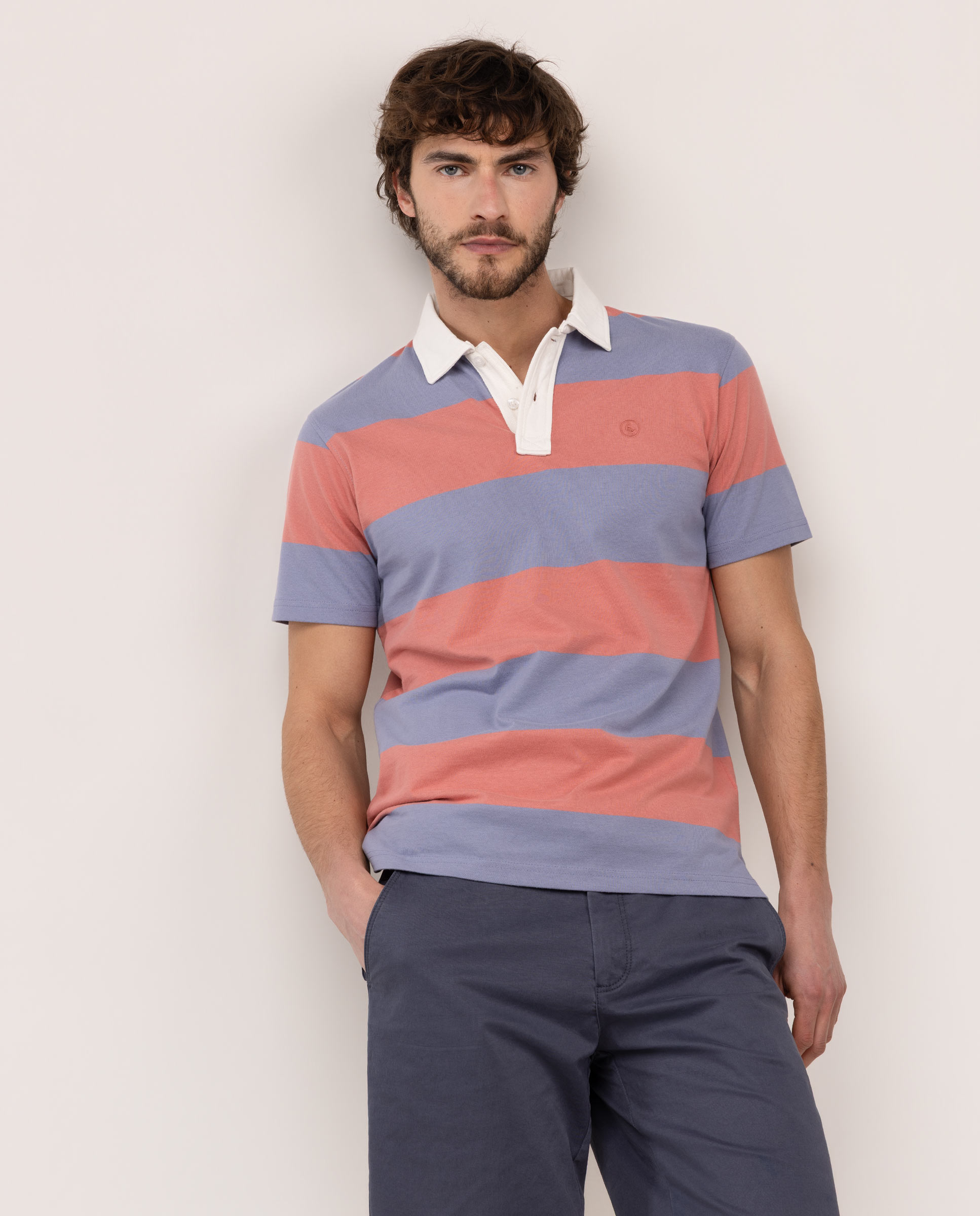 Polo Rugby Manga Corta Rojo Azul