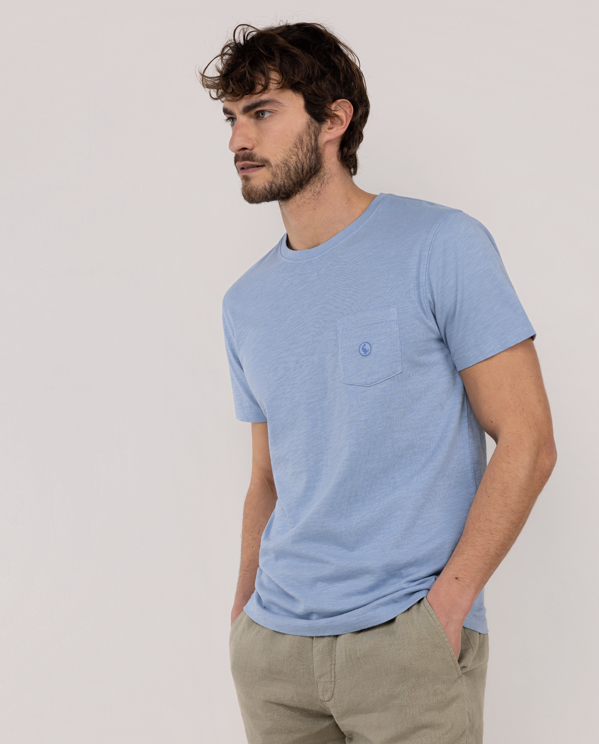 Camiseta Slub Azul Medio