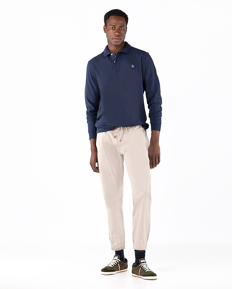 Navy Long-Sleeved Polo Shirt