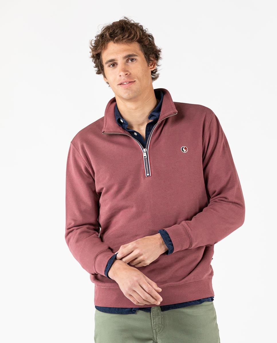 Sudadera Cuello Camionero Granate