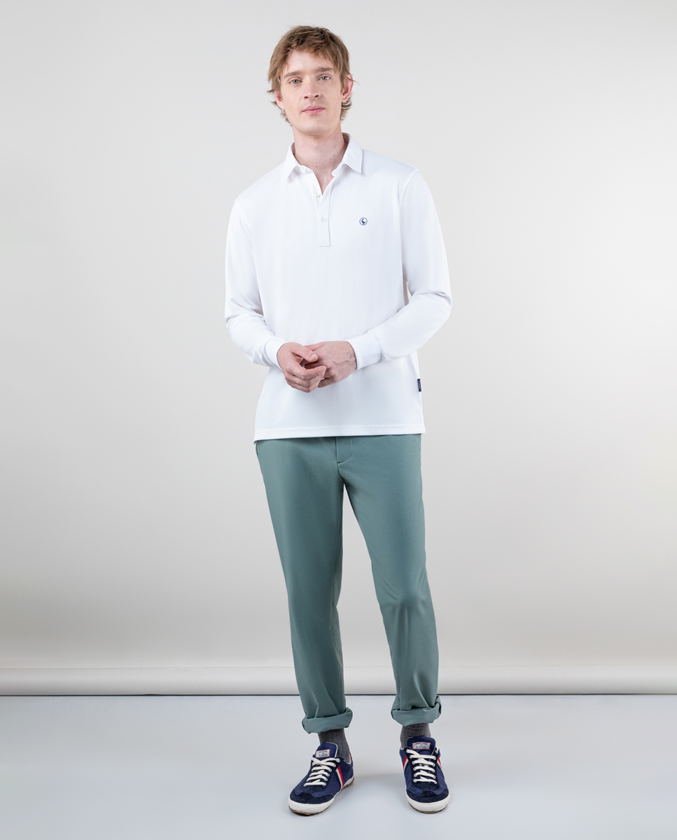 Long-Sleeved White Sepiia Polo