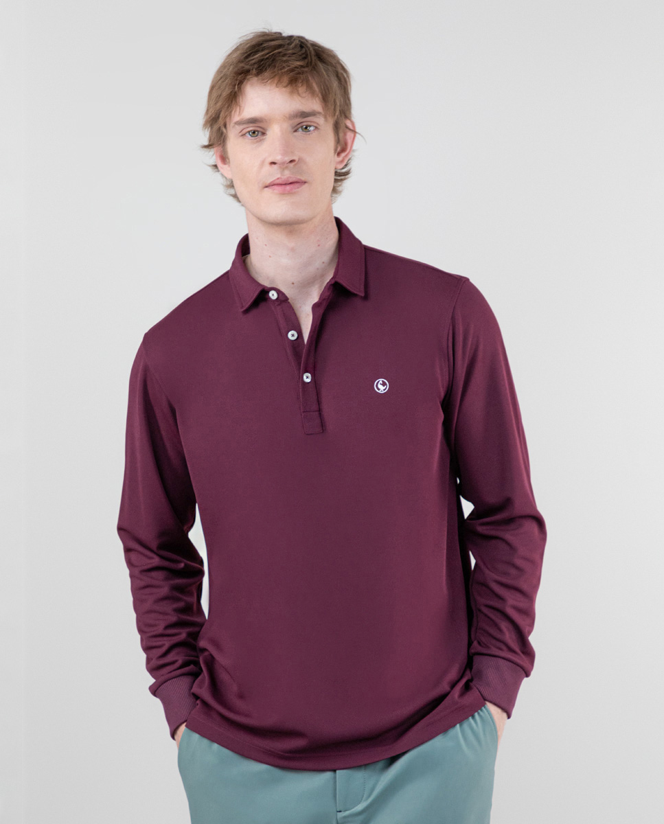 Long-Sleeved Maroon Sepiia Polo