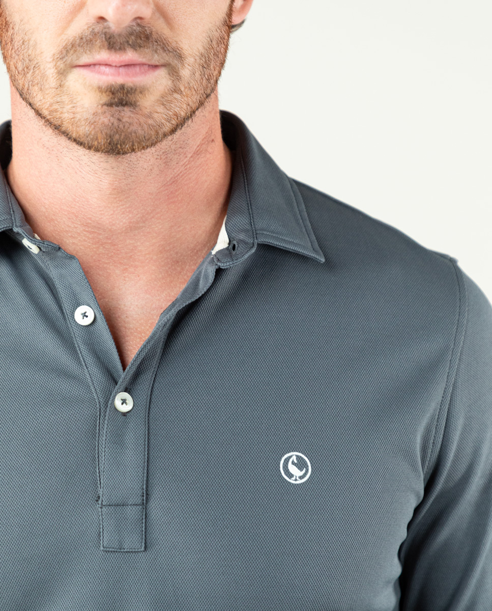 Sepiia Long Sleeve Polo Gray