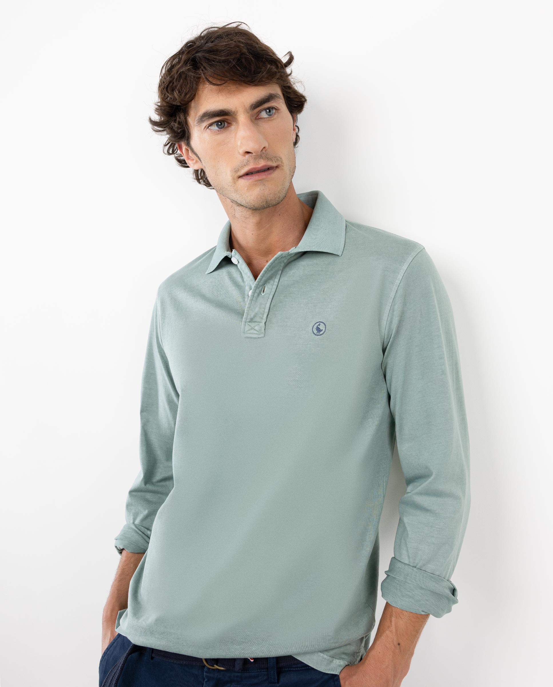 Polo Manga Larga Jersey Menta