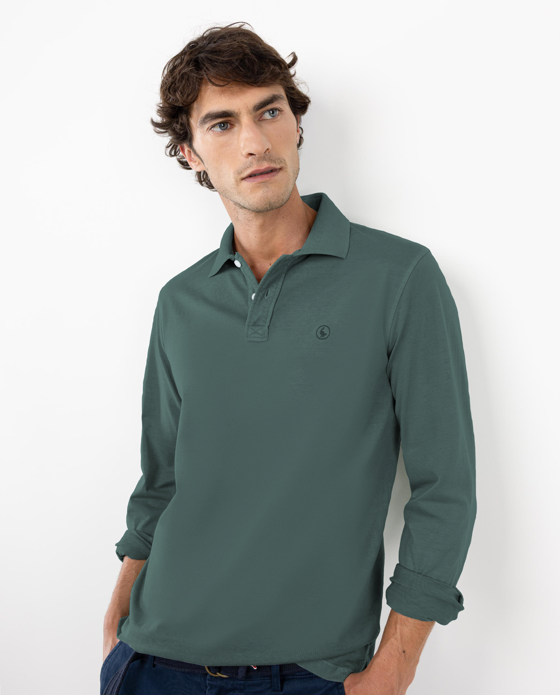 Polo Manga Larga Jersey Verde