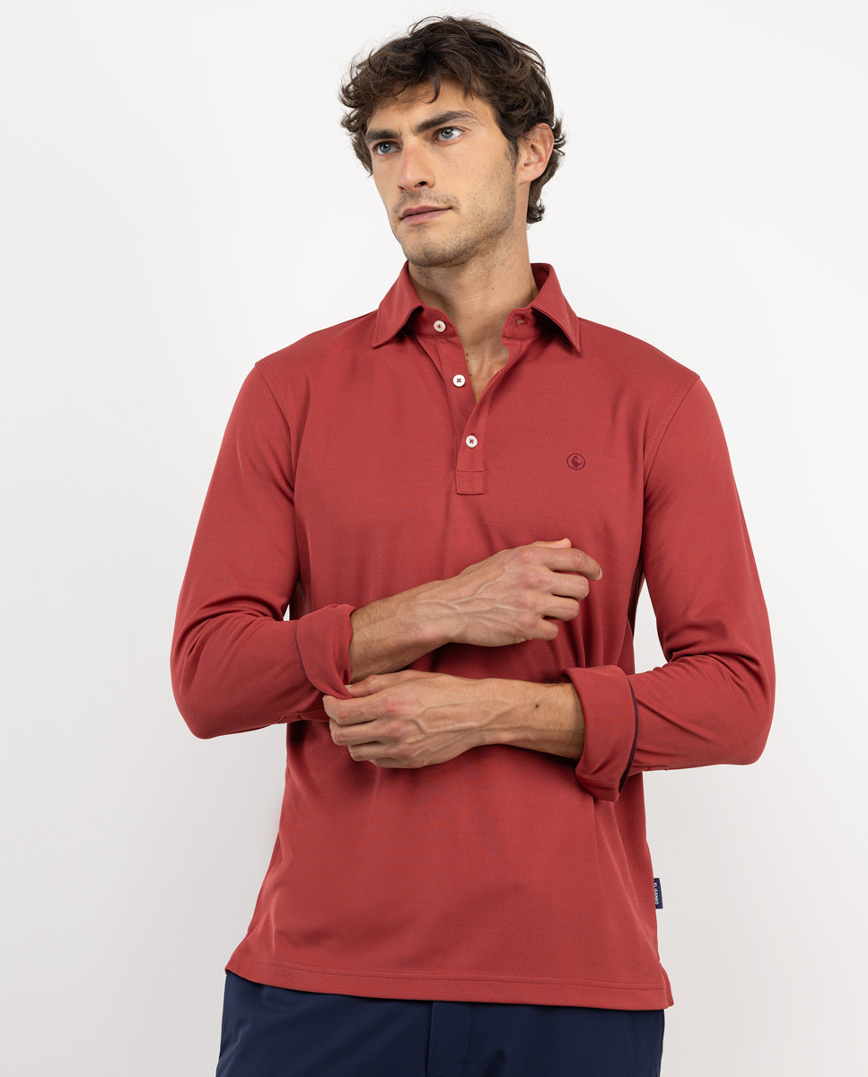 Long-Sleeved Red Sepiia Polo