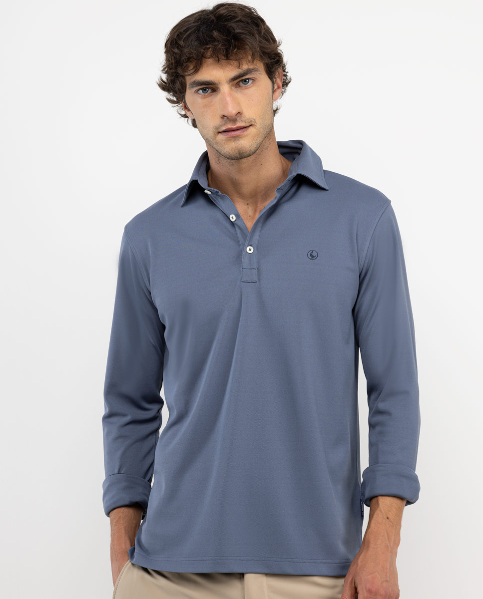 Polo Sepiia Manga Larga Gris