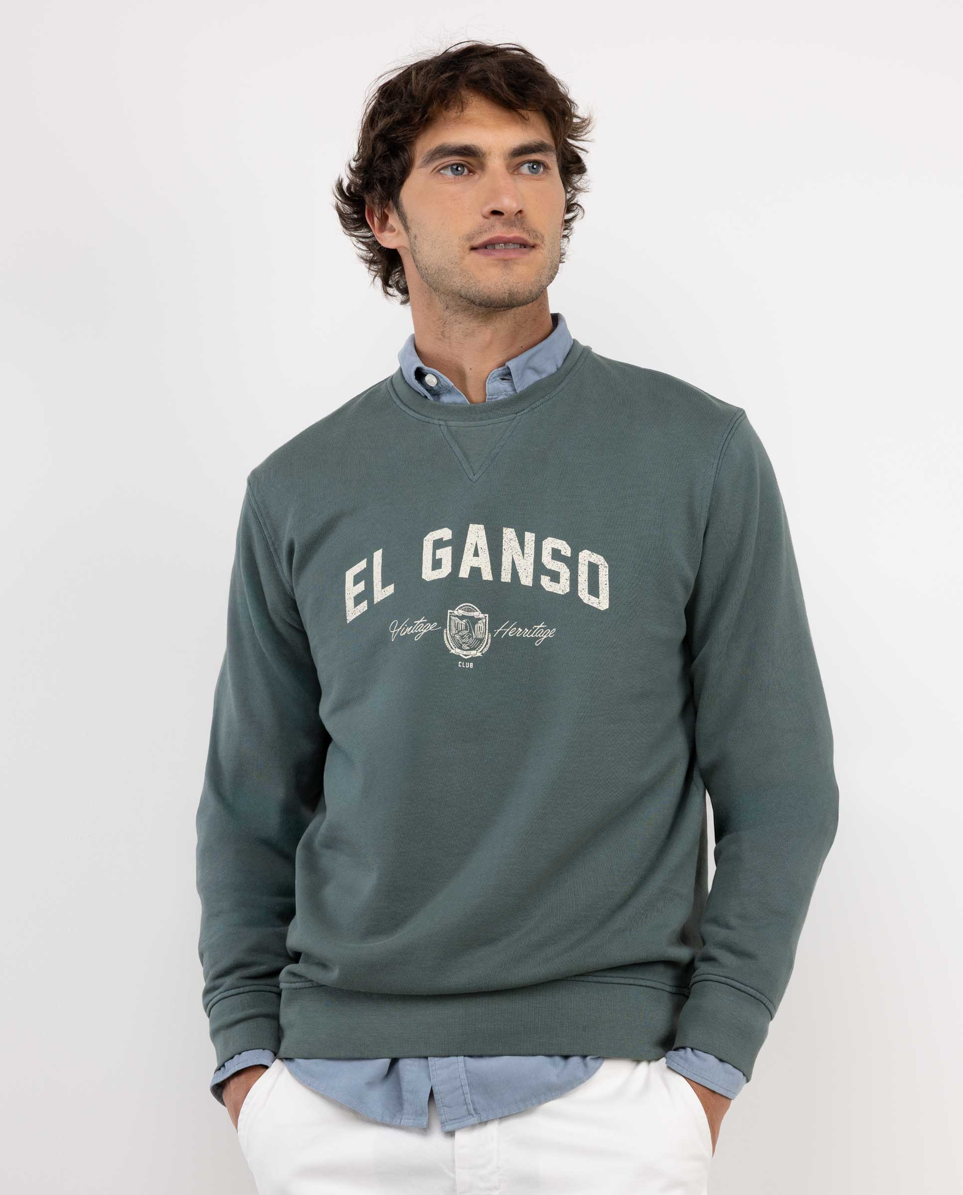 Sudadera Universitaria Verde Botella