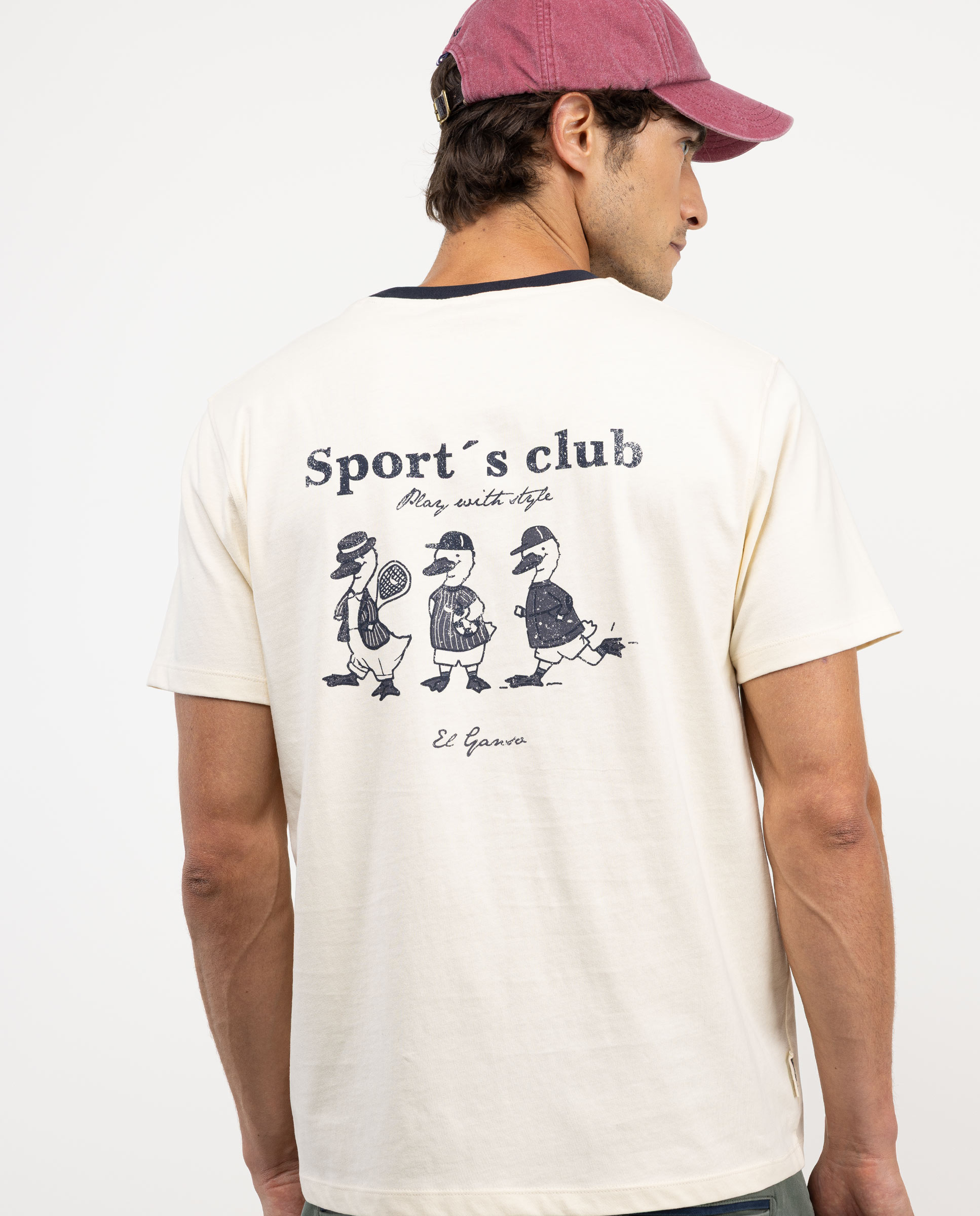 Cream Shirt W Navy Geese Print