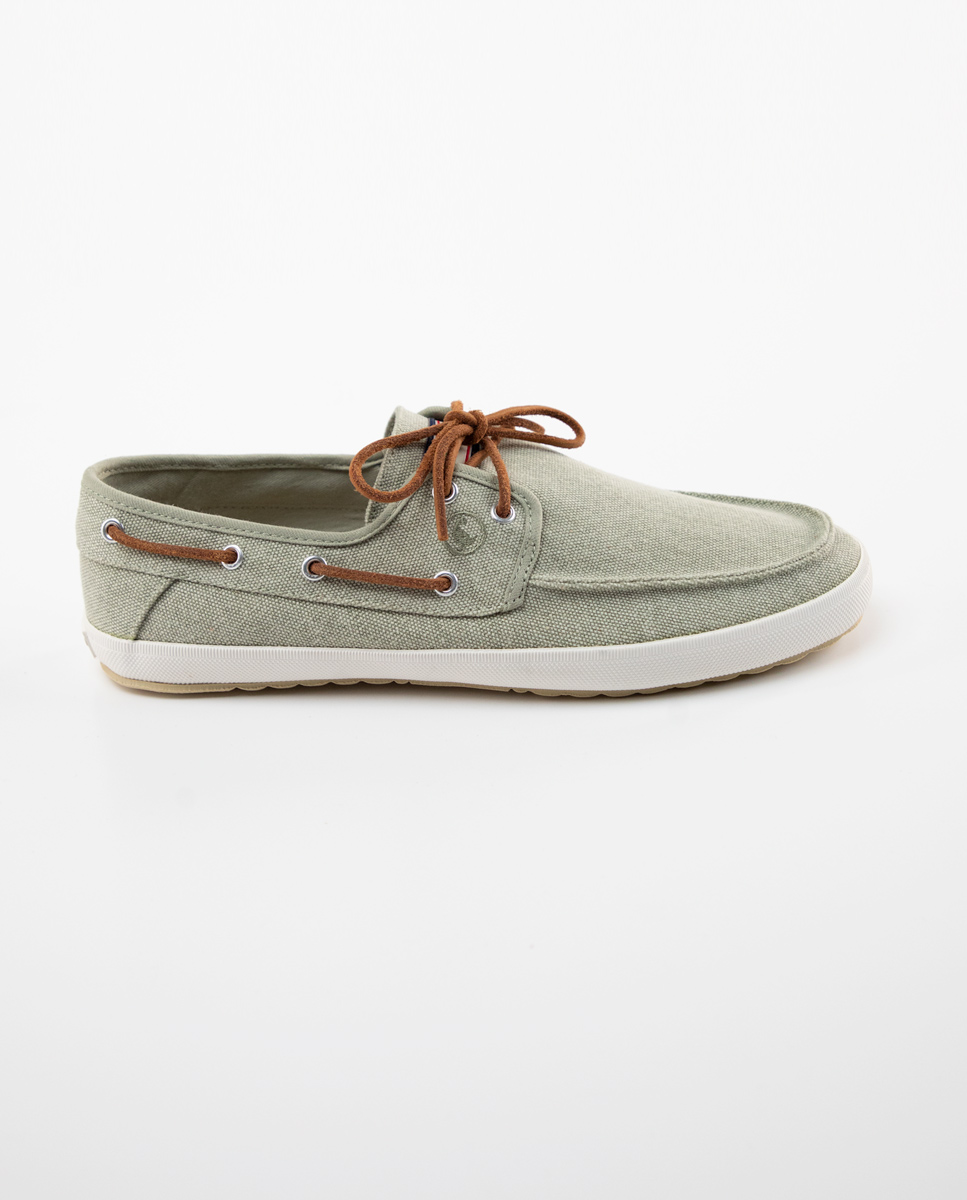 Green Canvas Boat Sneakers
