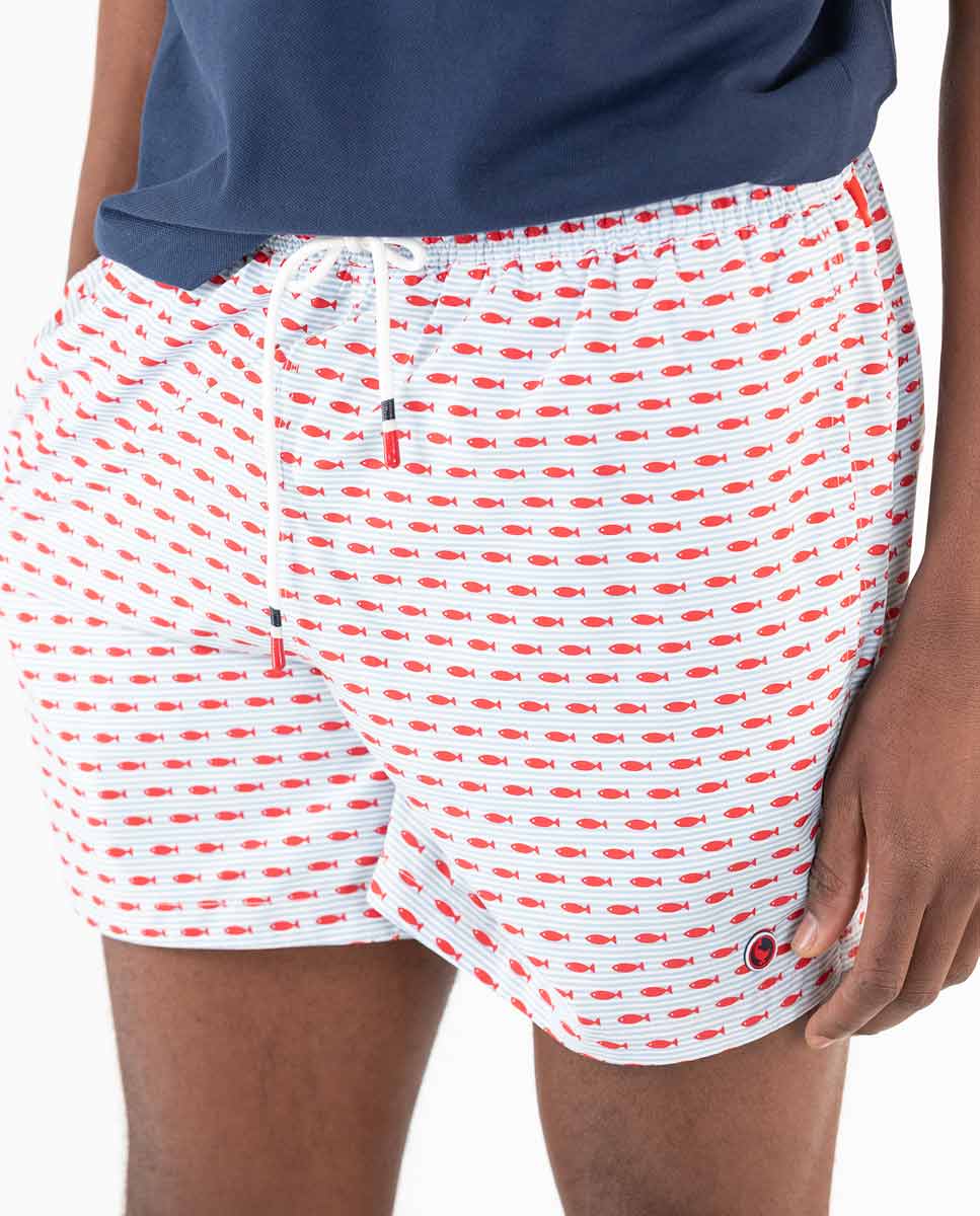 Bañador Rayas Estampado Peces