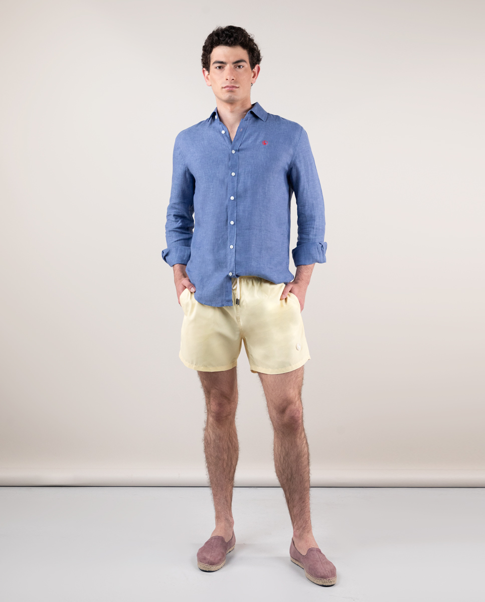 Garment Dyed Plain Yellow Swimsuit