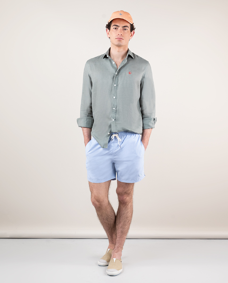 Bañador Liso Garment Dyed Azul