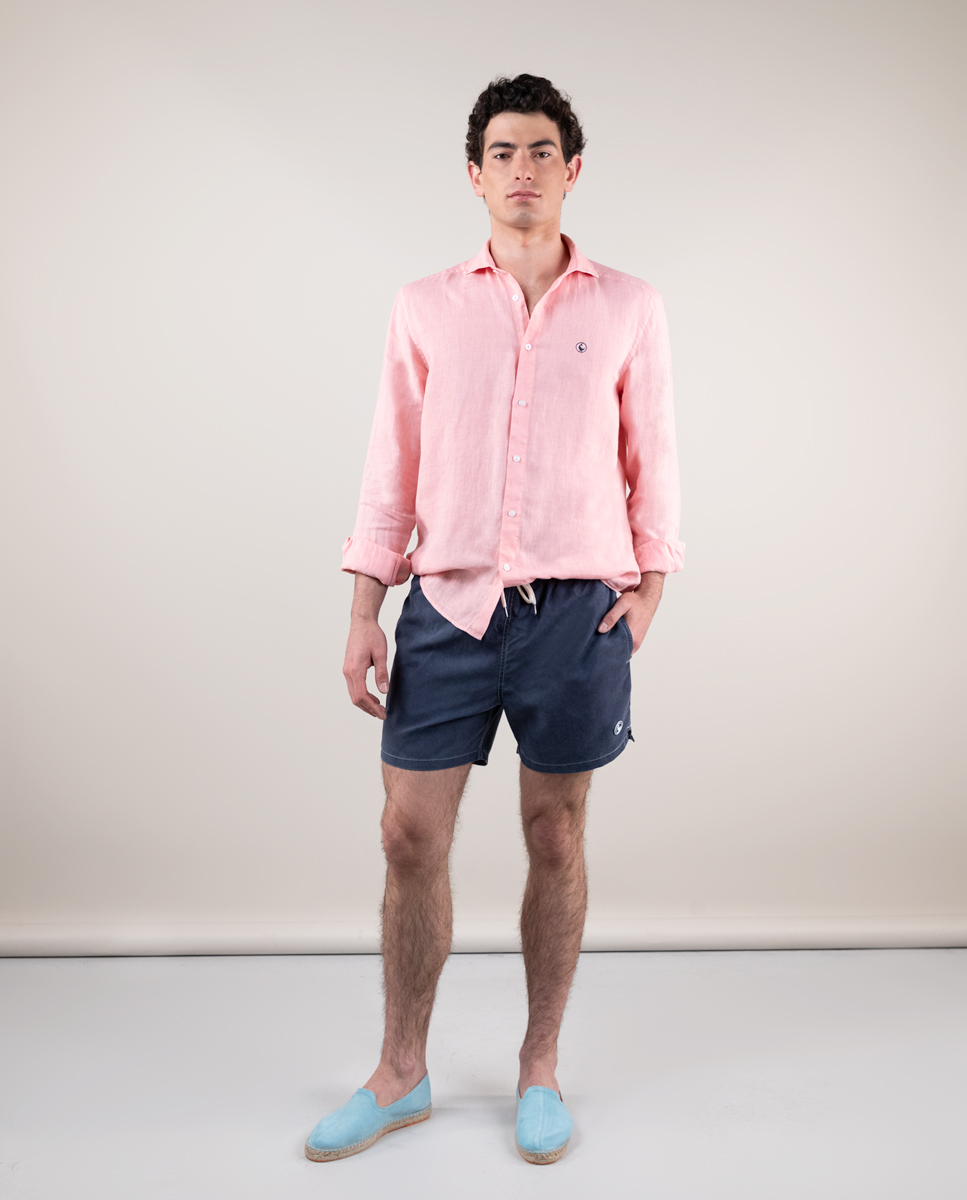 Garment Dyed Plain Navy Swimsuit