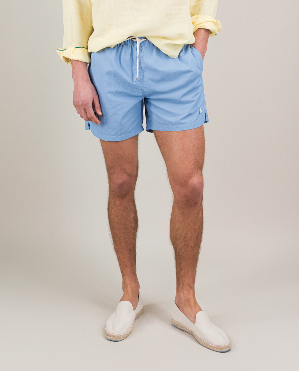 Solid-Coloured Blue Garment Dyed Swimsuit