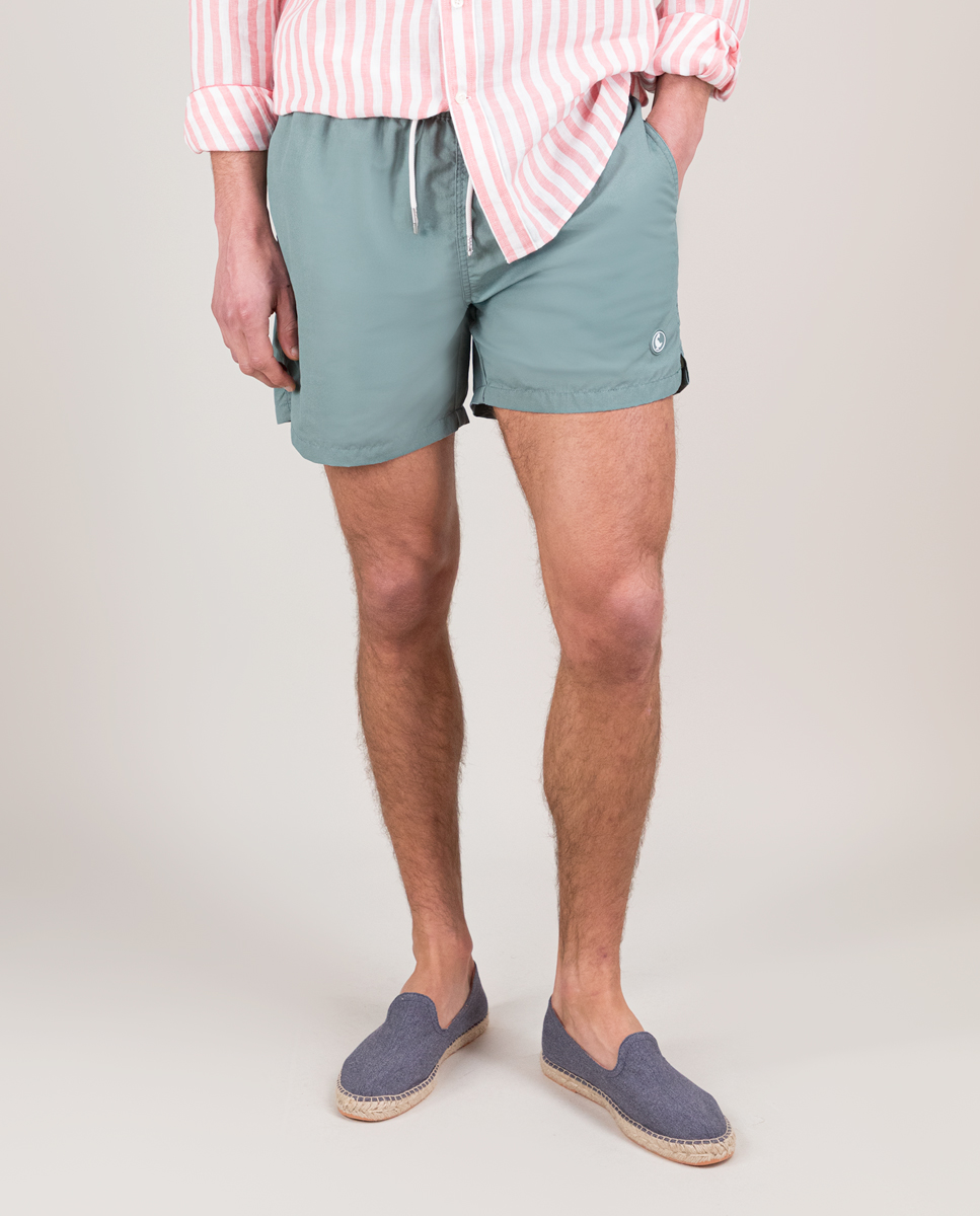 Solid-Coloured Green Garment Dyed Swimsuit