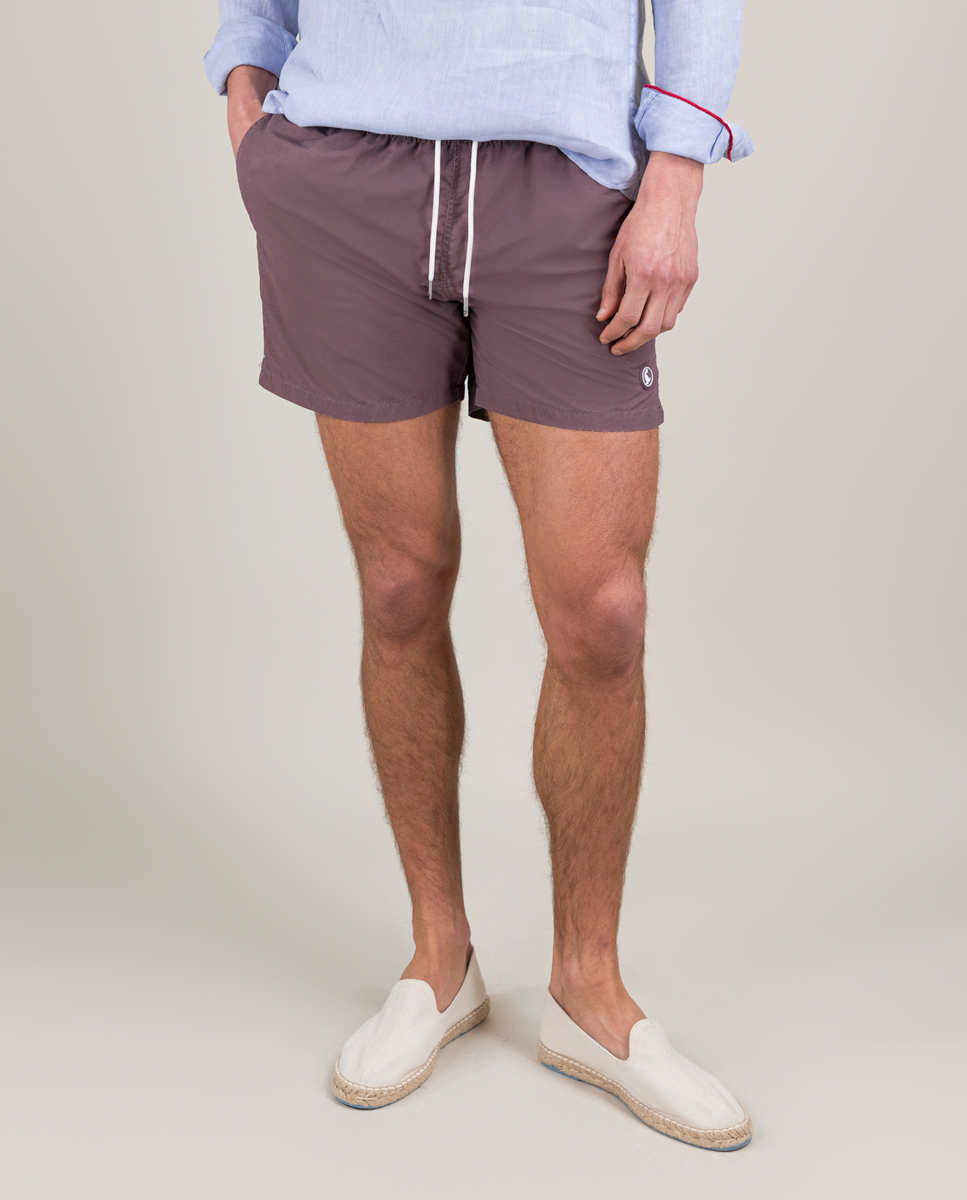 Solid-Coloured Aubergine Garment Dyed Swimsuit