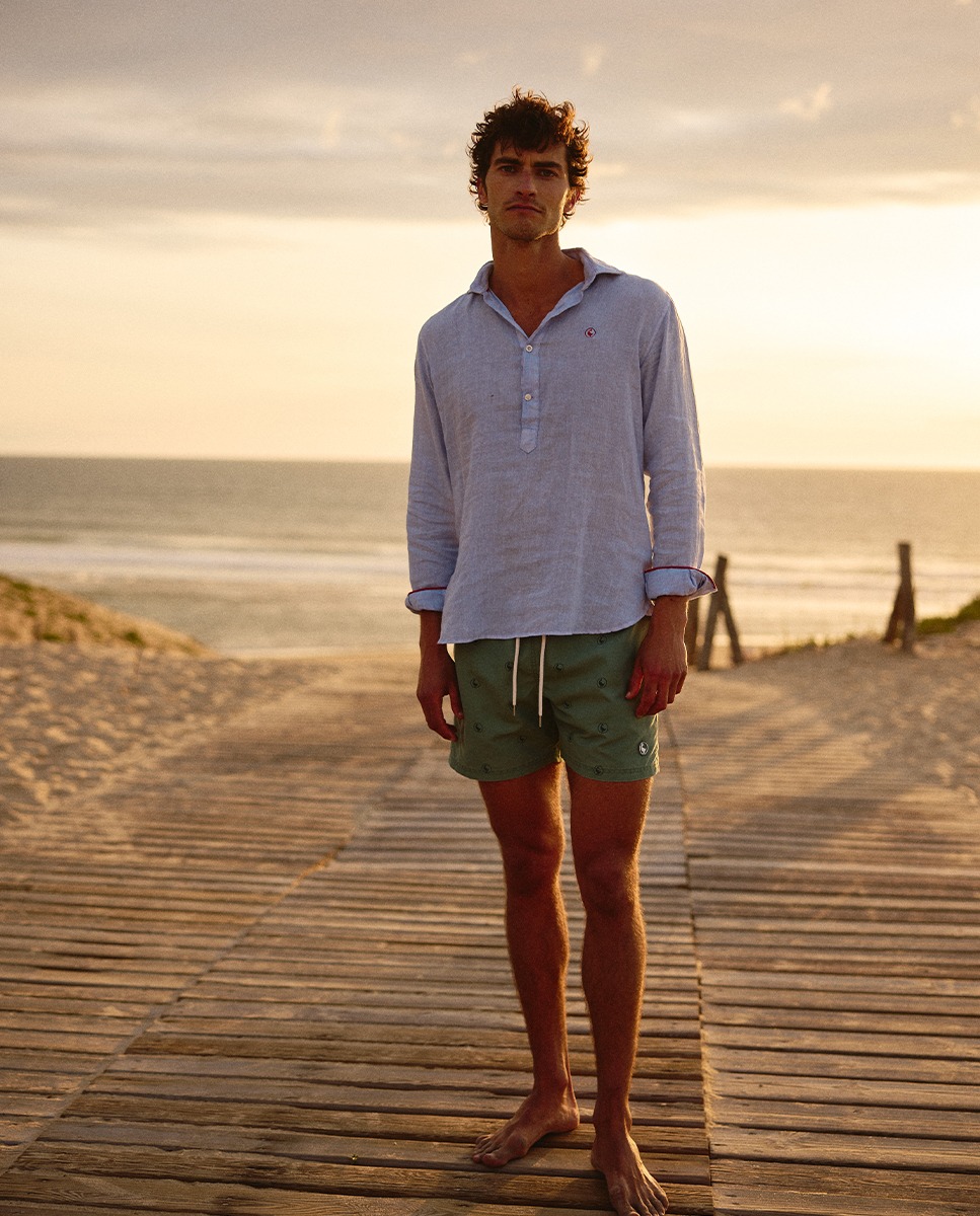 Green Print Swimsuit W Logo