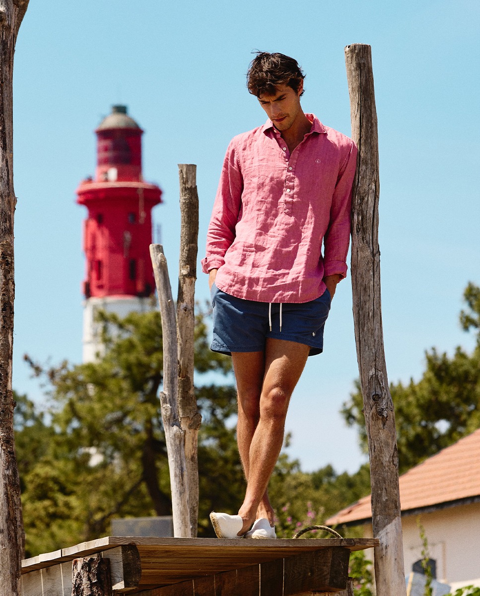 Bañador Estampado Logo Marino