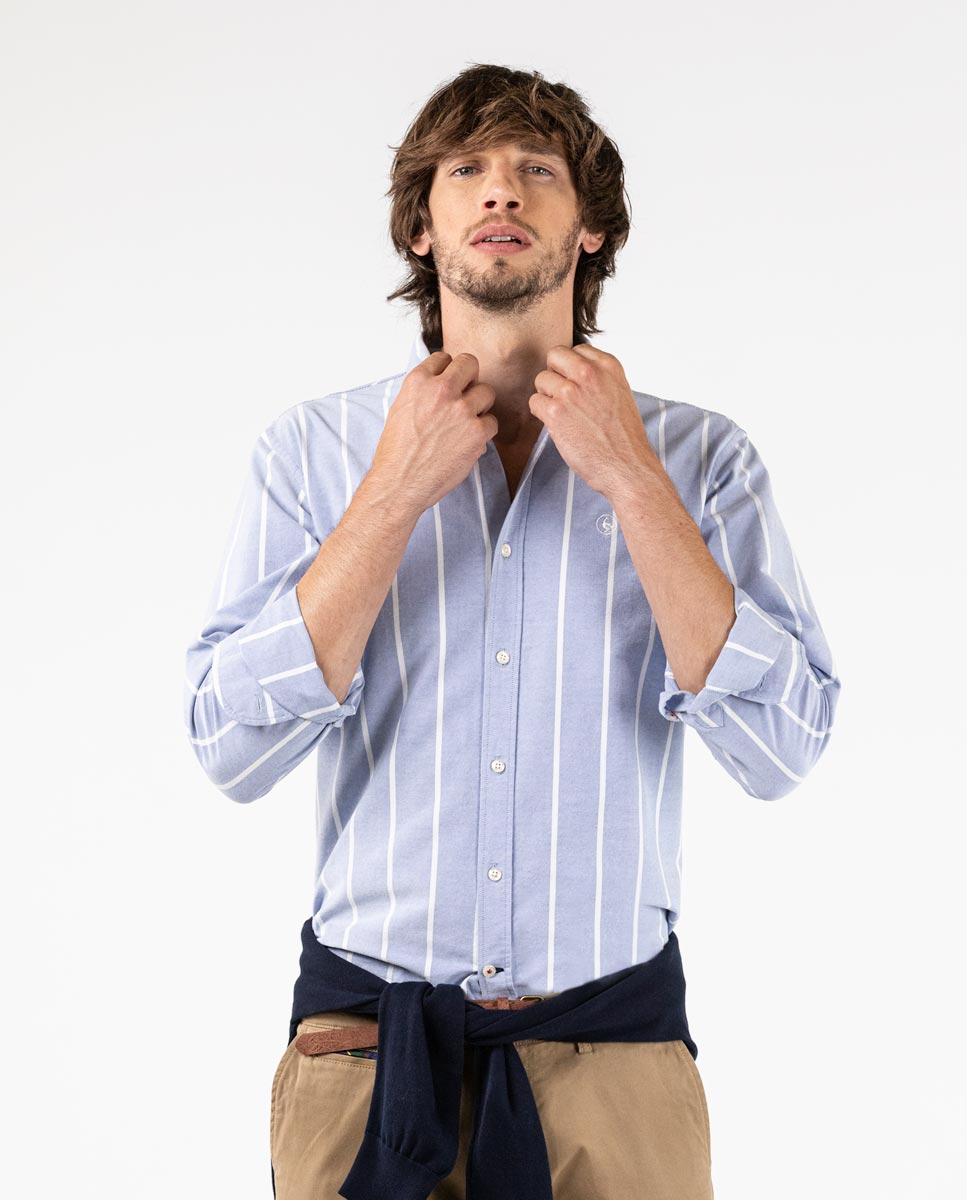 Camisa American Oxford Rayas grandes Azul