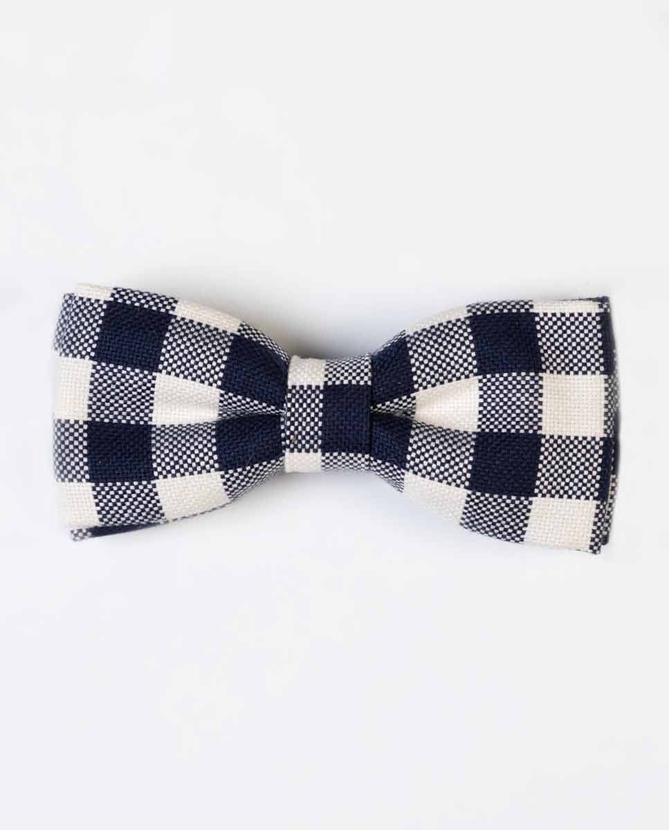Navy/Cream Big Gingham Check Bow Tie