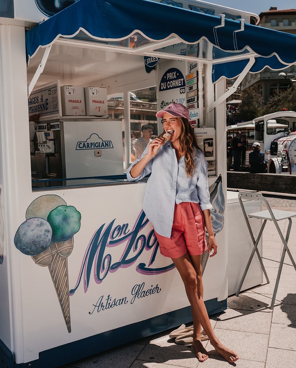 Pink Linen Bermuda Shorts