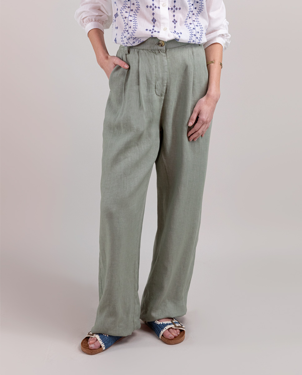 Green Linen Trousers