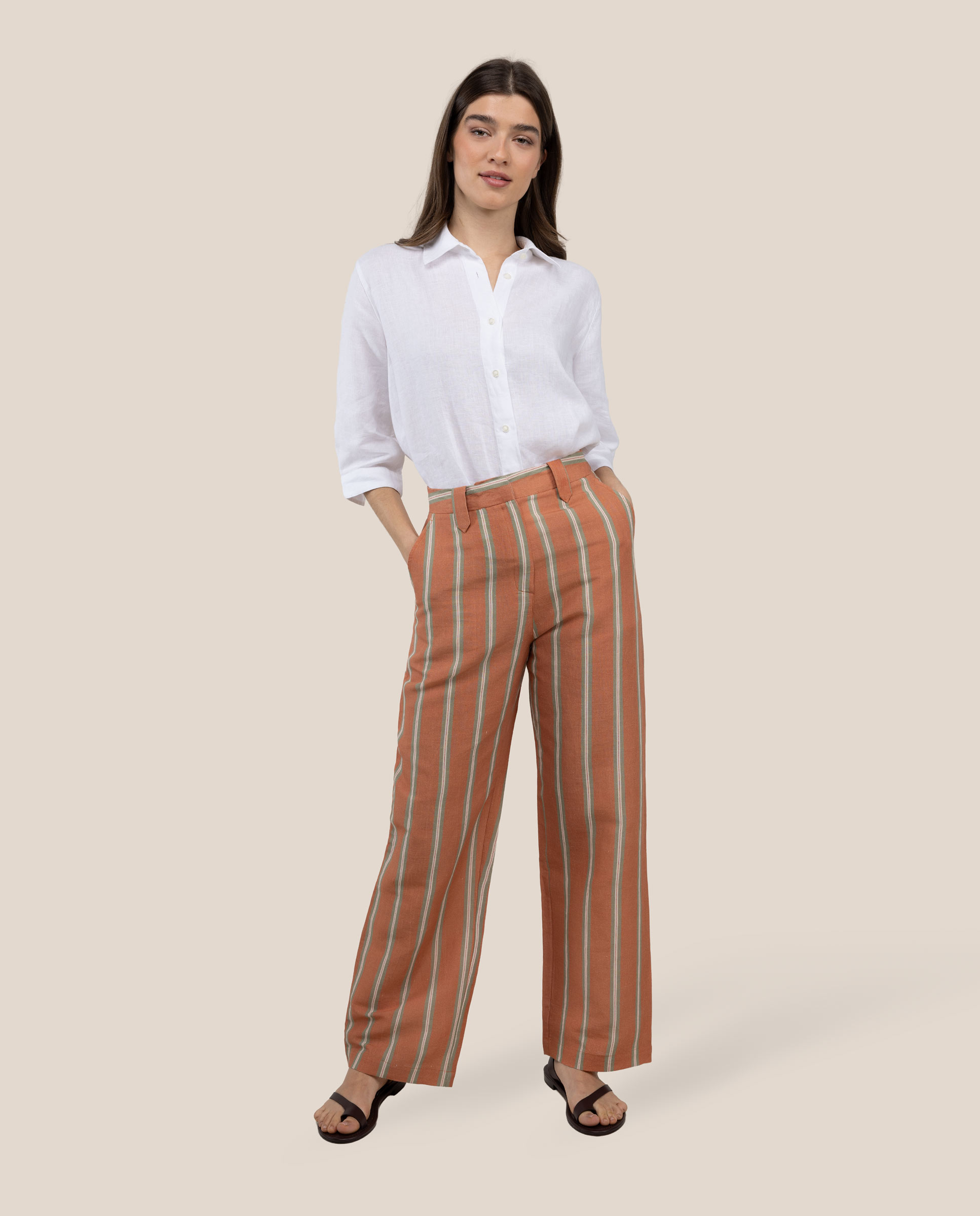Catalina Coral Striped Trousers