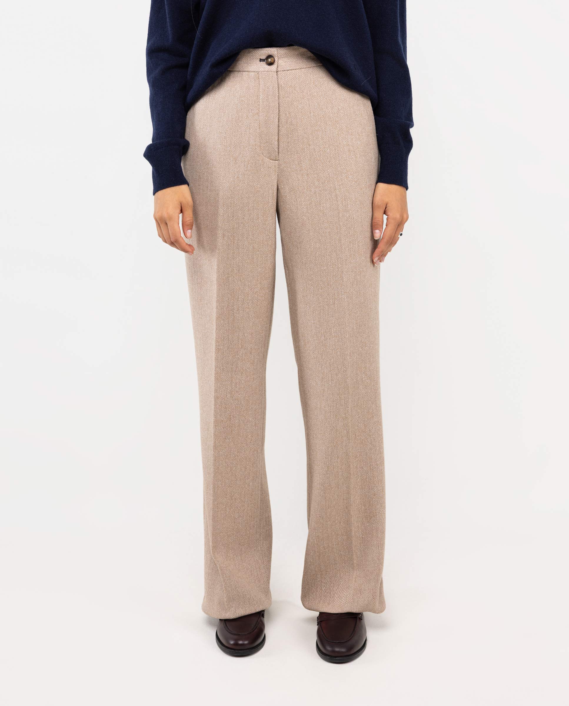 Beige Herringbone Trouser Separate