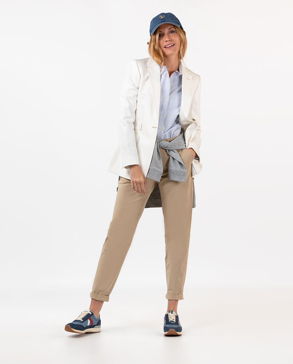 Cream Herringbone Linen Cotton Blazer