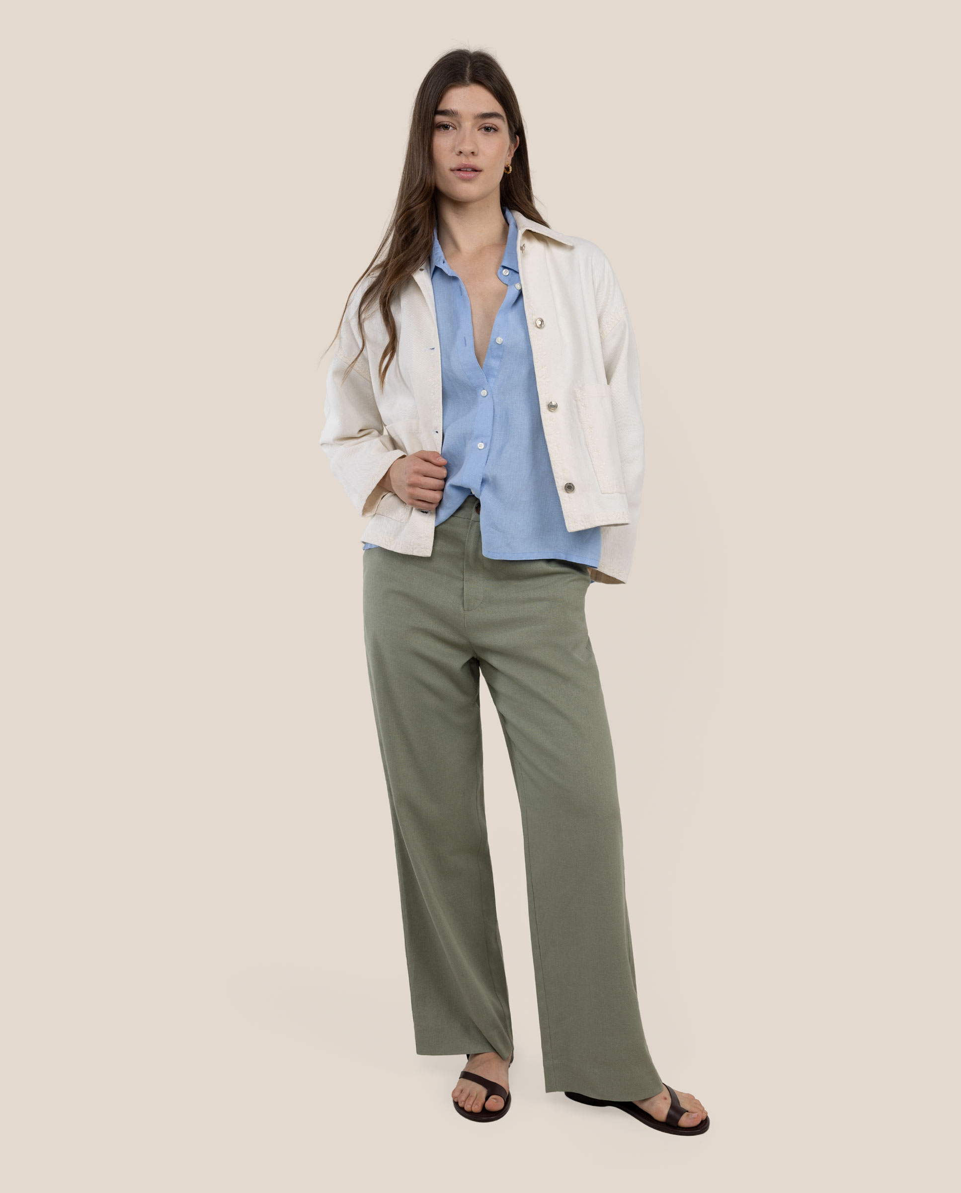 Olivia Twill Embroidered Overshirt