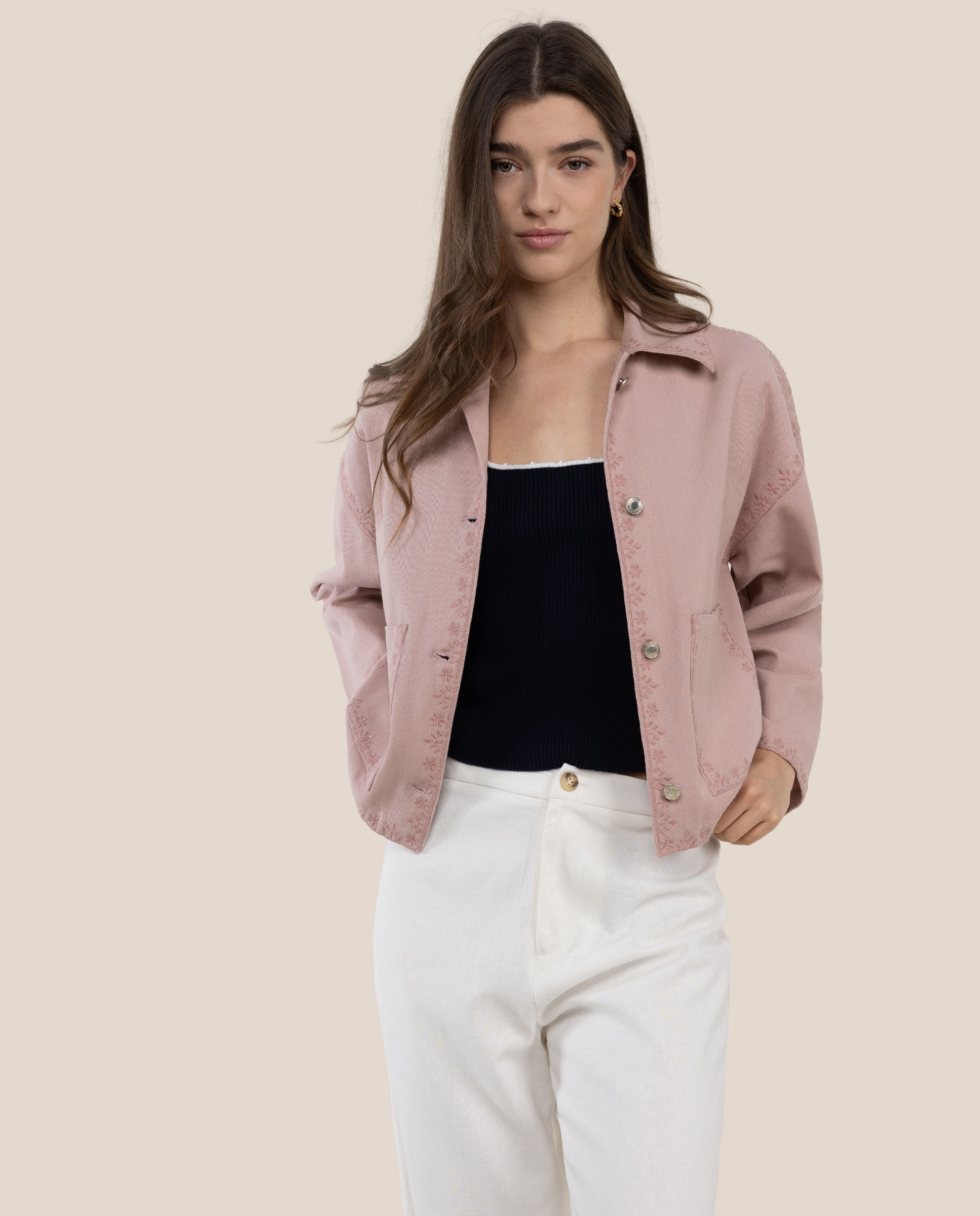 Olivia Twill Embroidered Overshirt