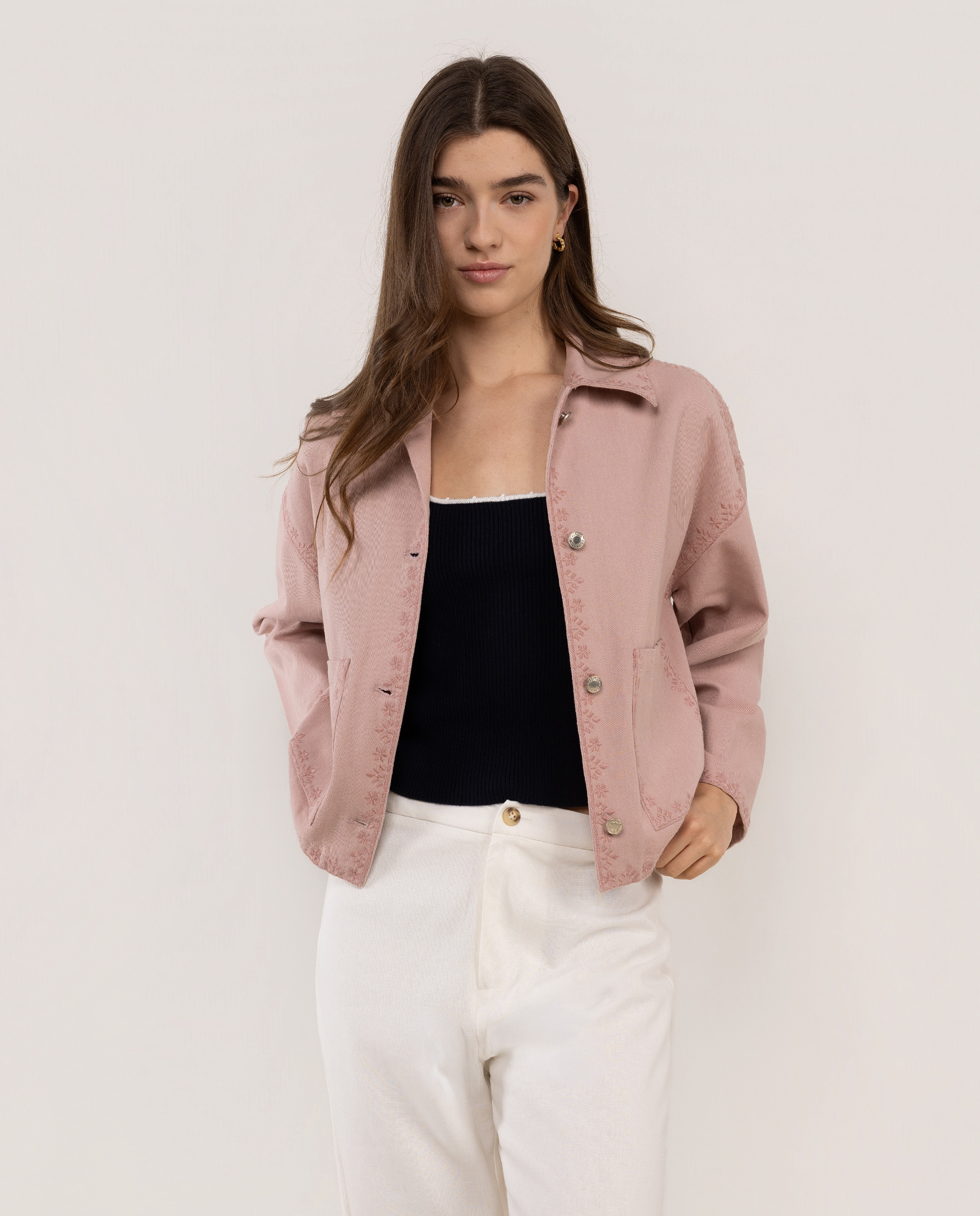 Olivia Twill Embroidered Overshirt